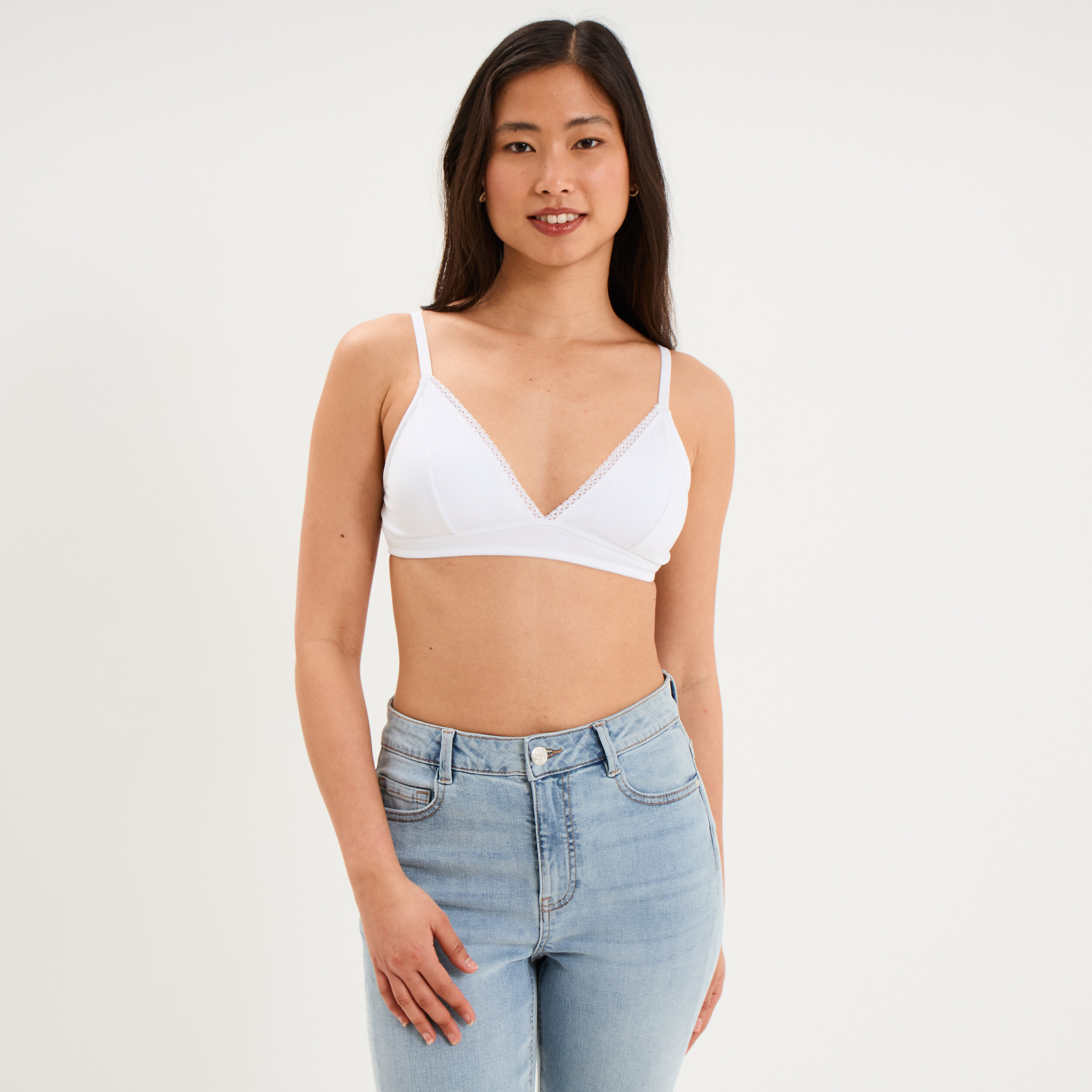 Soutien-gorge triangle padd&eacute; coton blanc femme