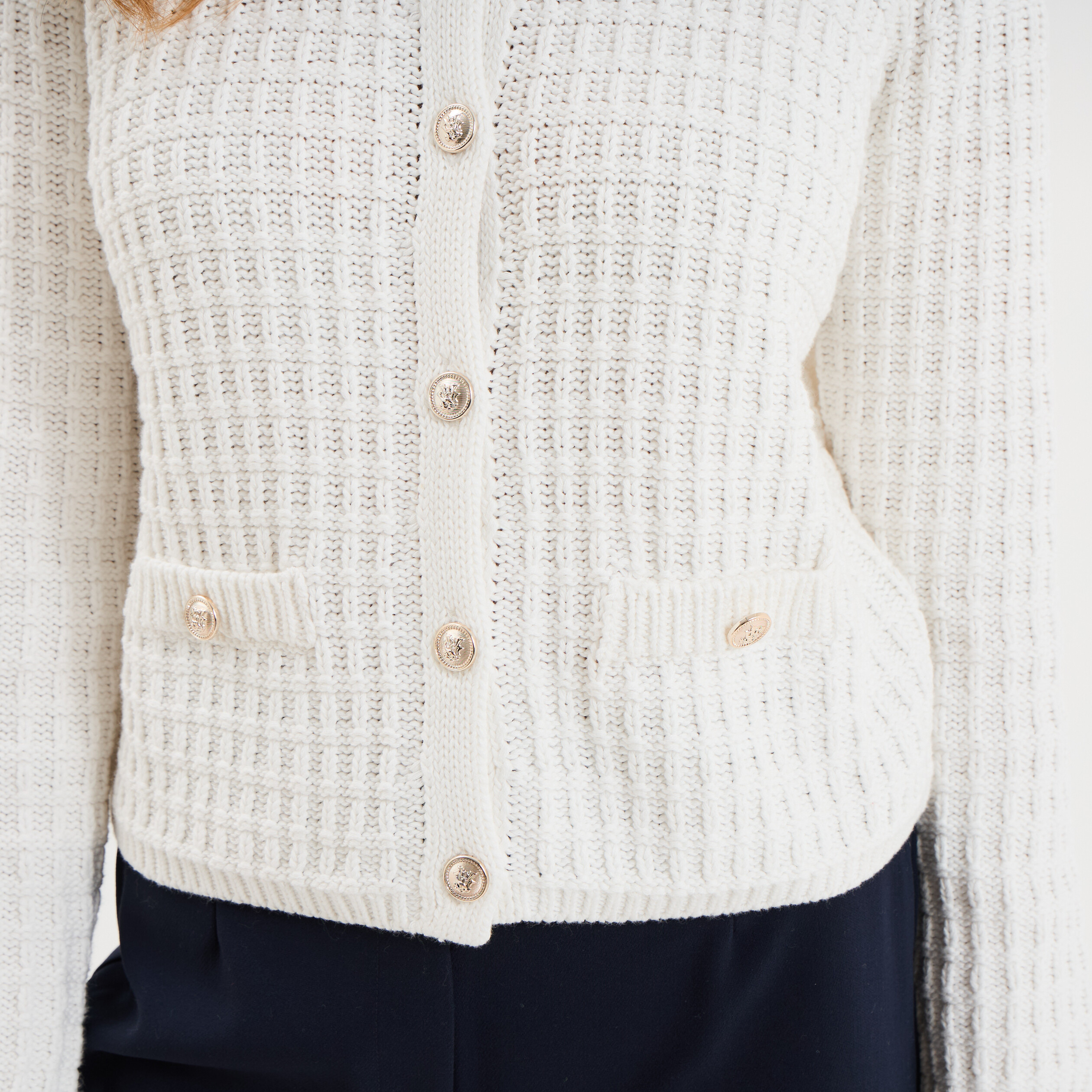 Gilet manches longues coton blanc femme