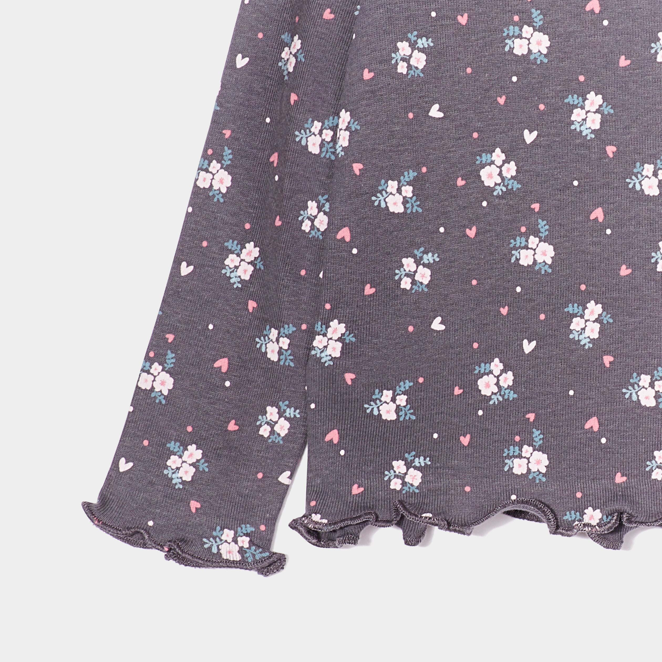 Sous-pull col roulé et bord vague gris foncé bébé fille