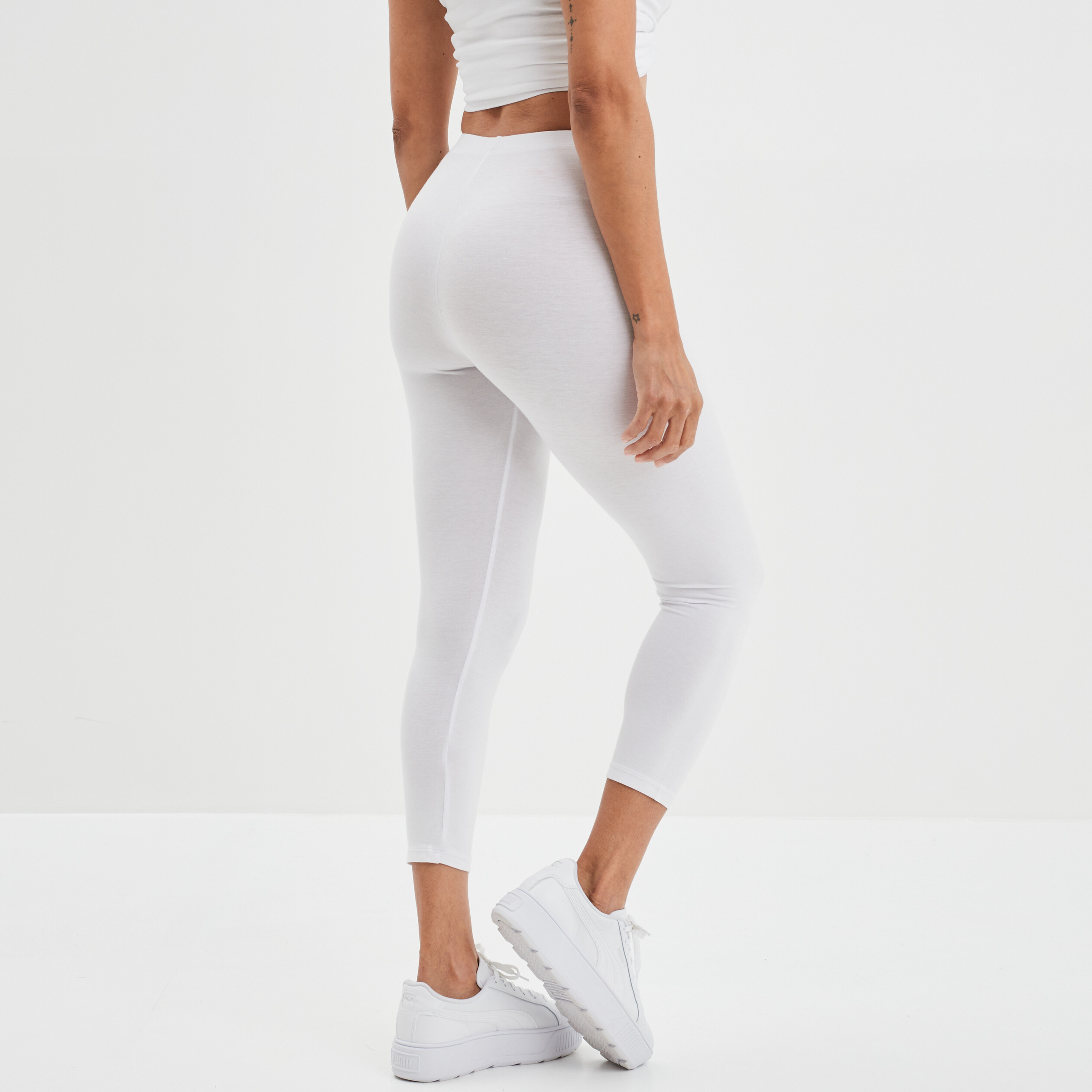 Legging élastiqué 7/8ème blanc femme