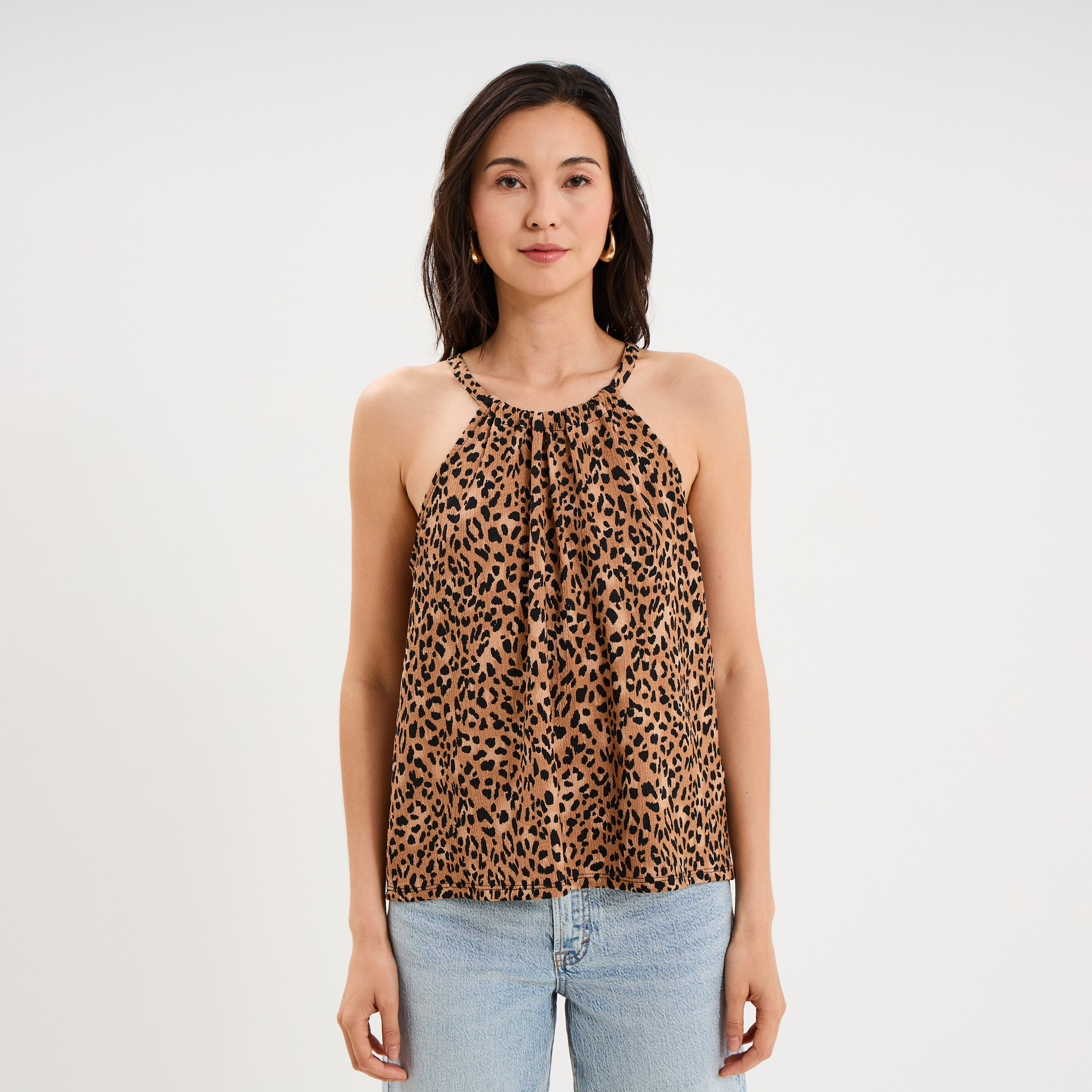 D&eacute;bardeur encolure am&eacute;ricaine beige femme