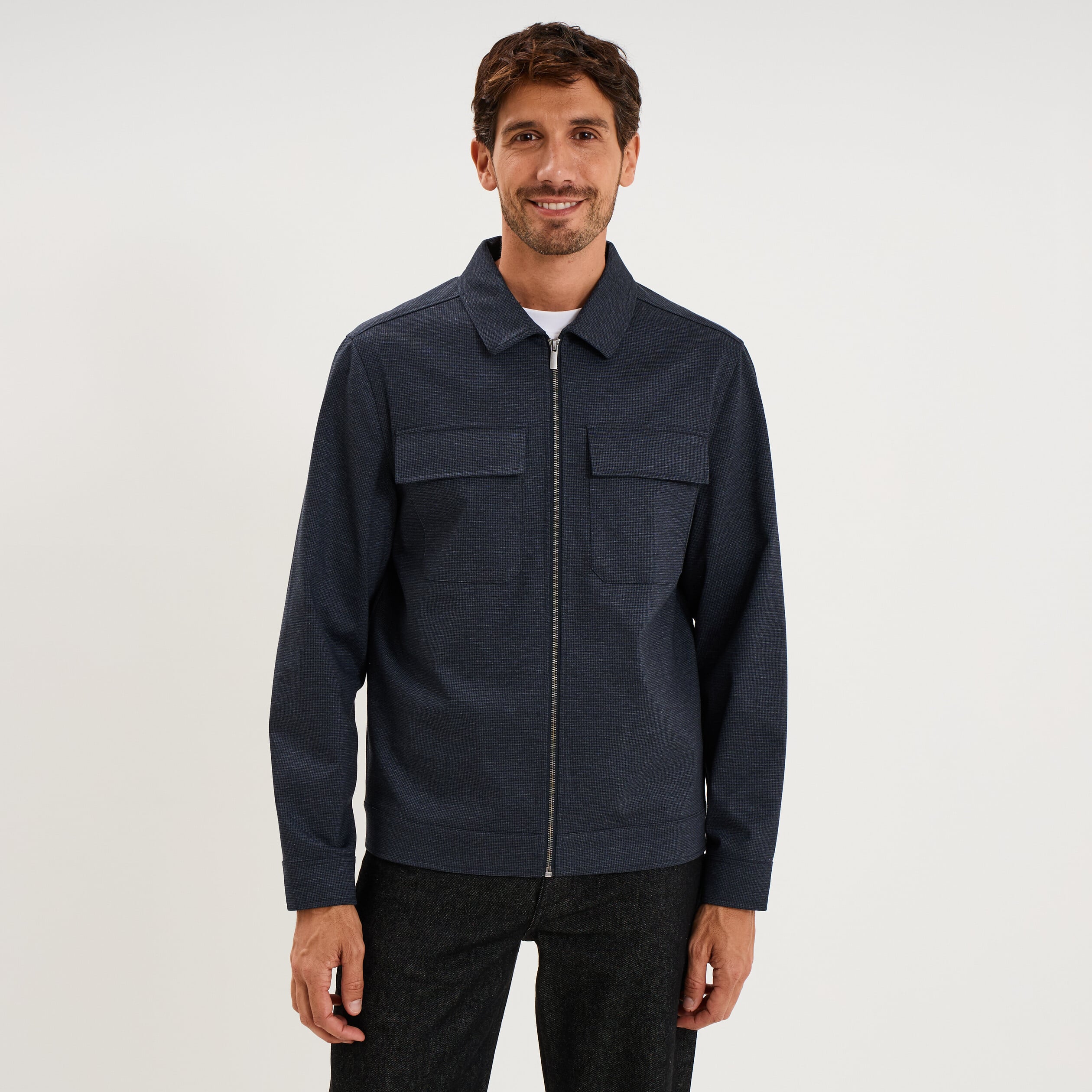 Surchemise zipp&eacute;e s&eacute;chage rapide bleu fonc&eacute; homme