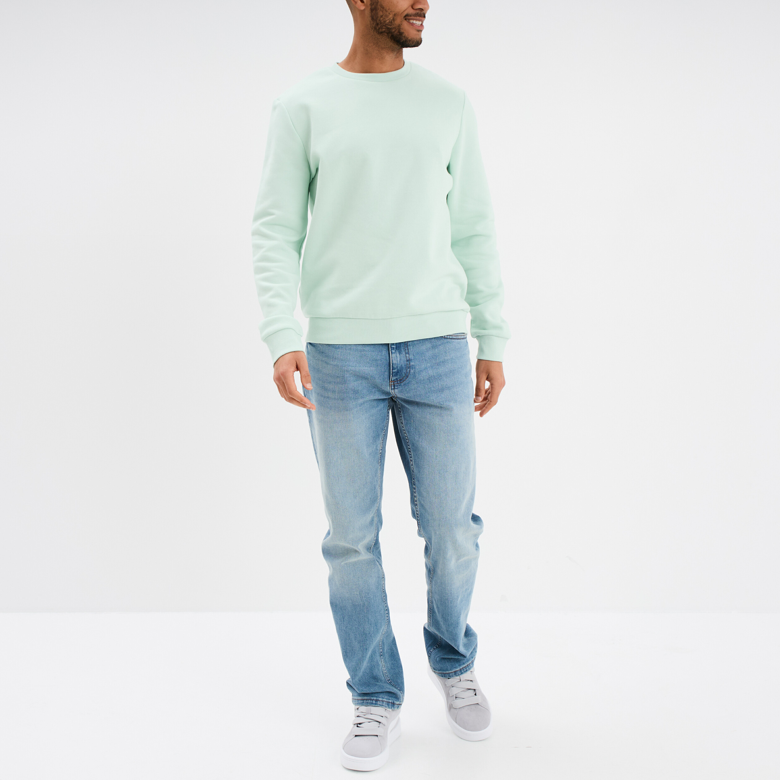 Sweat avec col rond vert pastel homme
