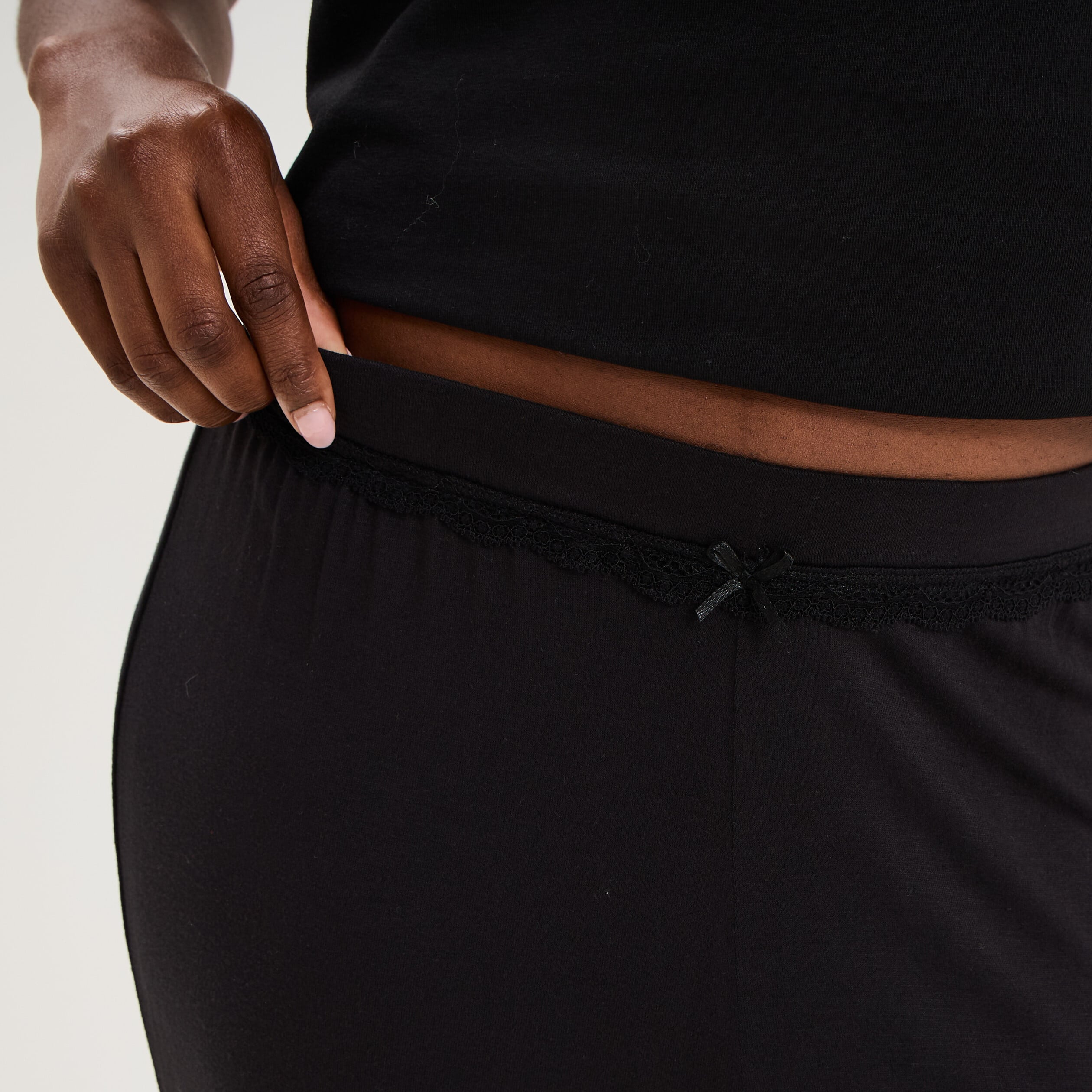 Pantalon de pyjama droit fluide noir femme