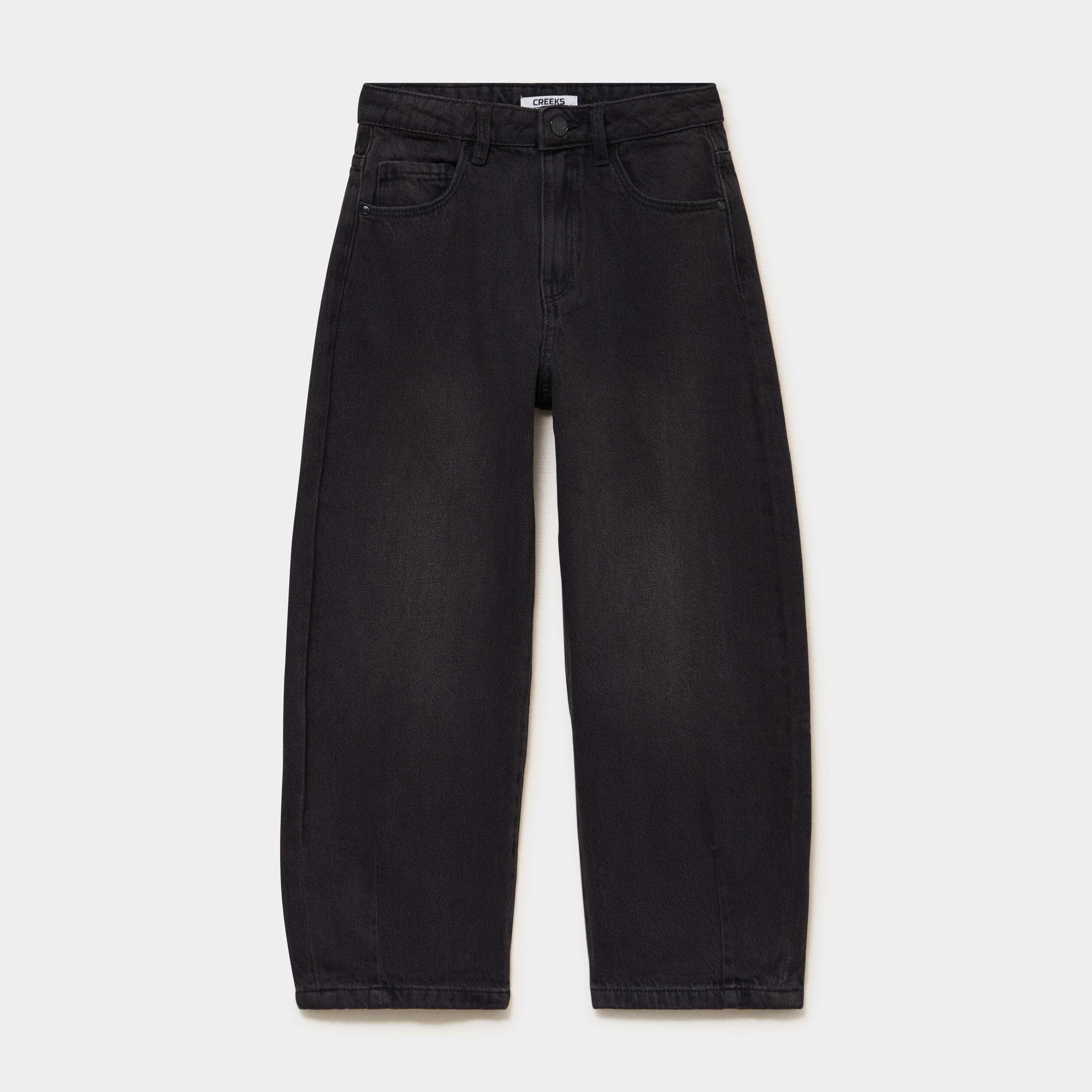 Jean barrel 5 poches coton denim noir fille