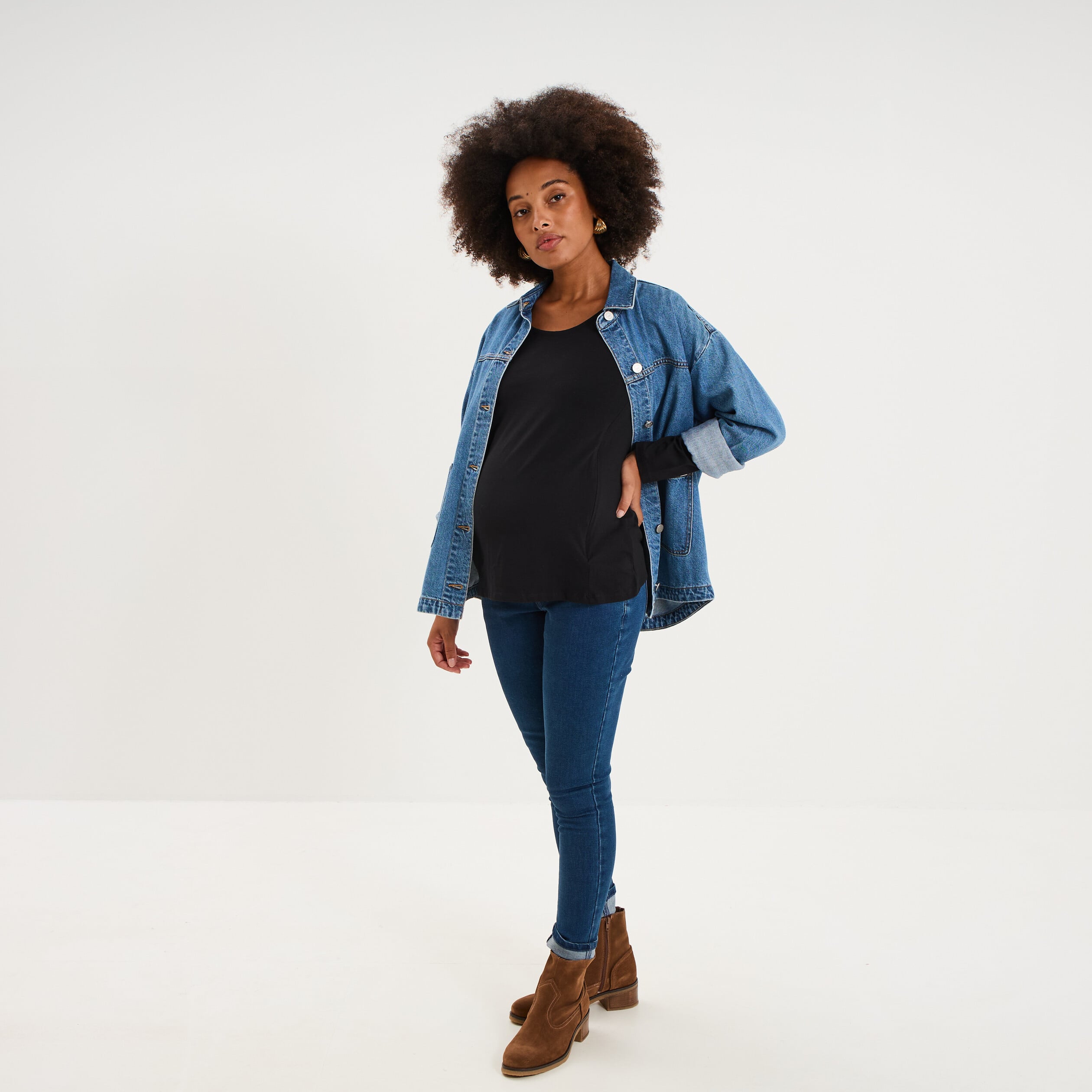 T-shirt allaitement manches longues noir femme maternit&eacute;