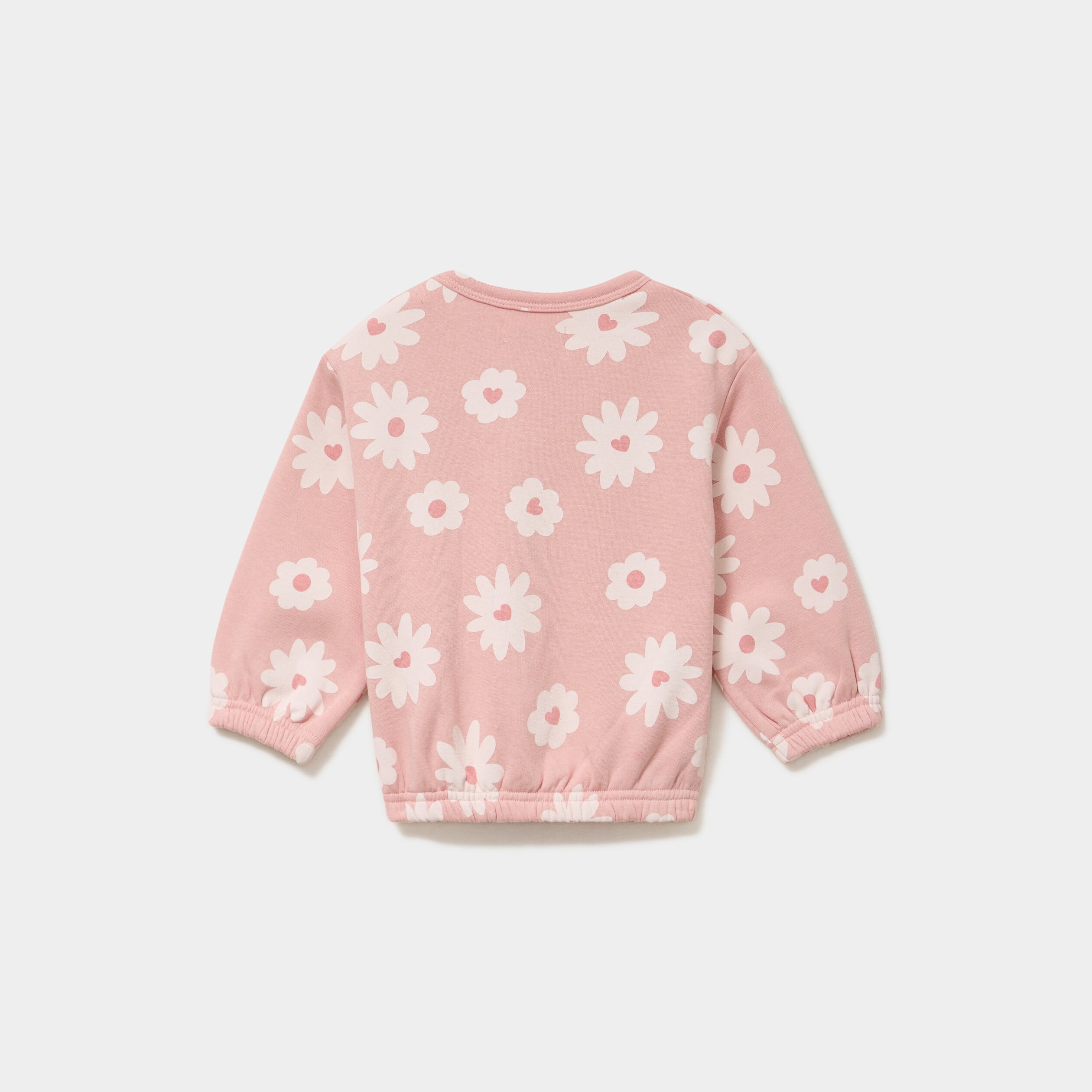 Sweat molletonn&eacute; manches longues rose b&eacute;b&eacute; fille