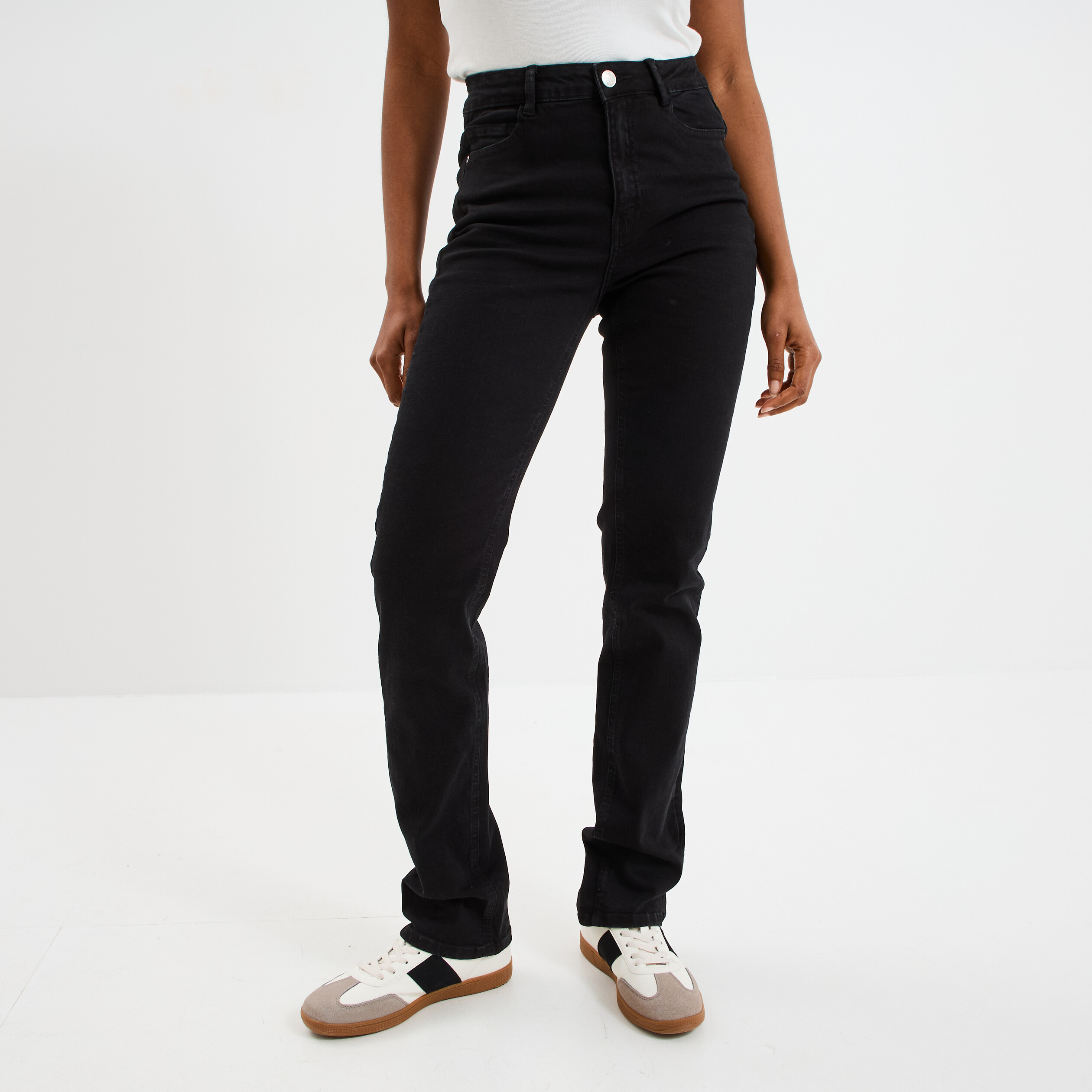 jeans regular 5 poches coton creeks denim noir femme Jeans regular 5 poches coton Creeks denim noir femme
