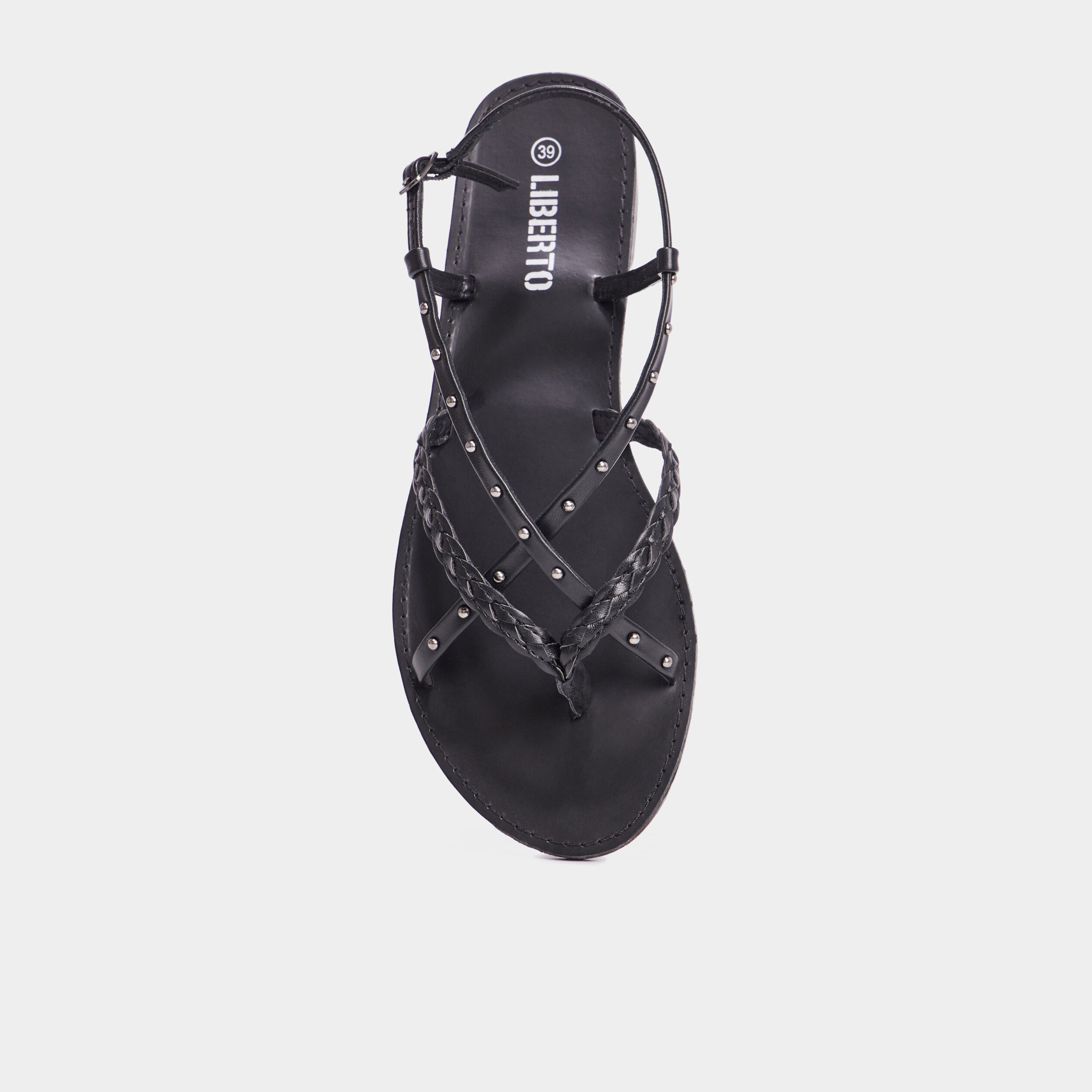 Sandales plates avec clous noir femme La Halle