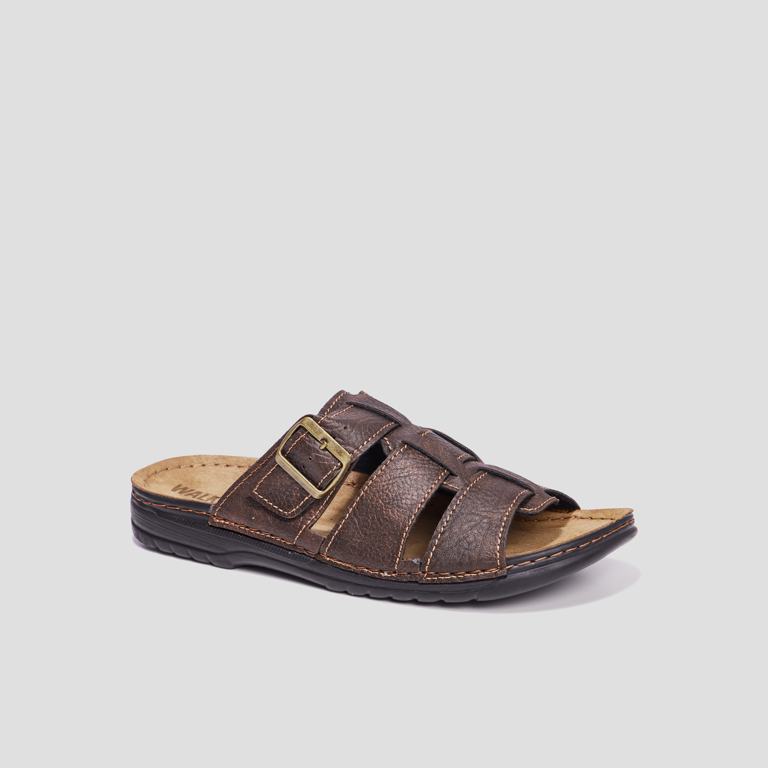 Mules avec brides boucles marron homme