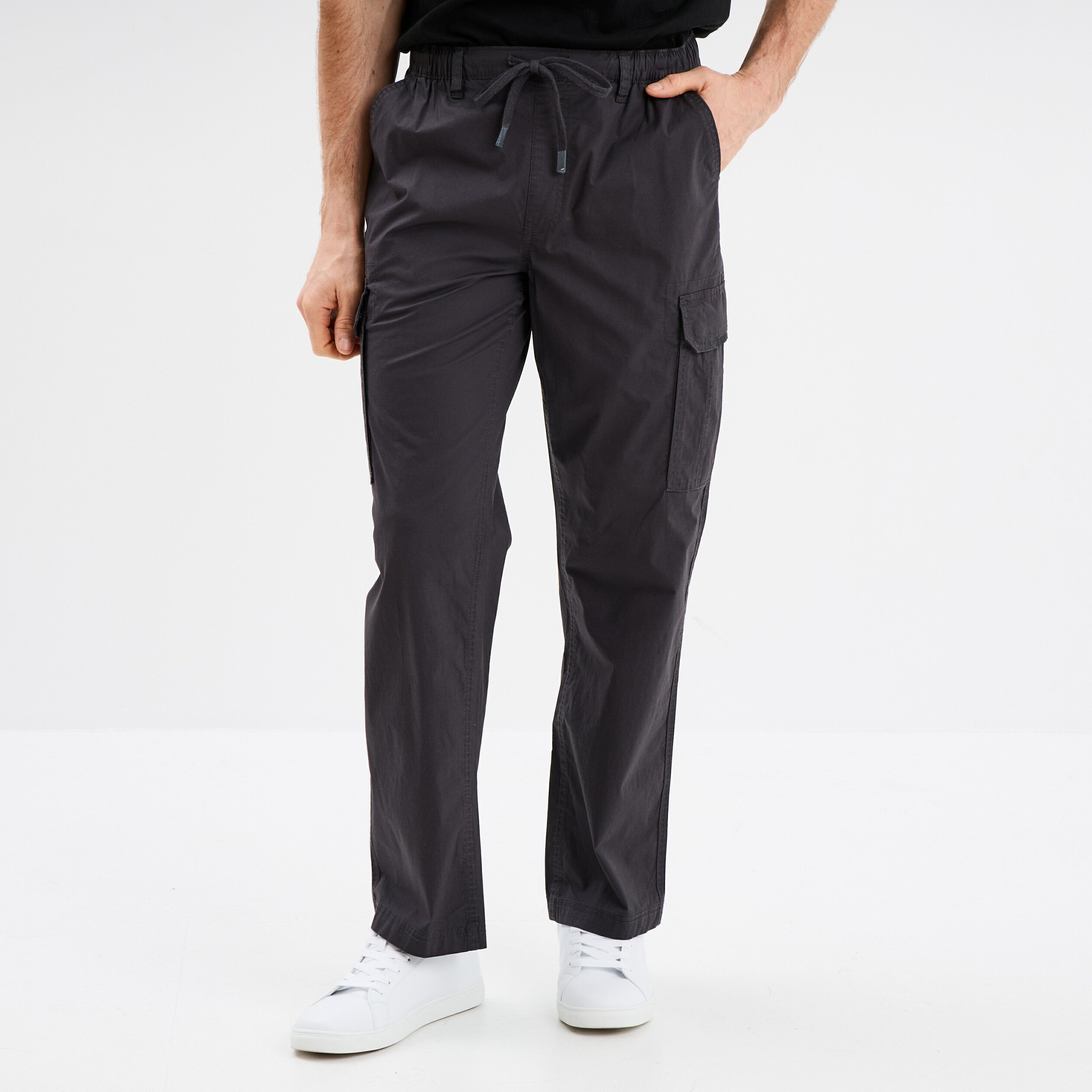 pantalon cargo slim coton gris fonce homme Pantalon cargo slim coton gris foncé homme