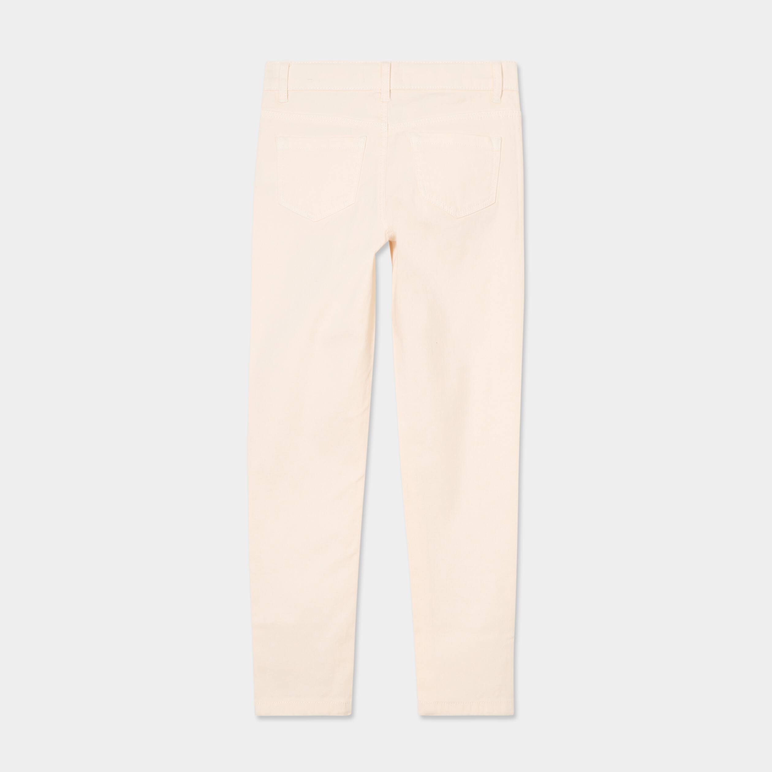 Pantalon skinny 5 poches coton creme fille