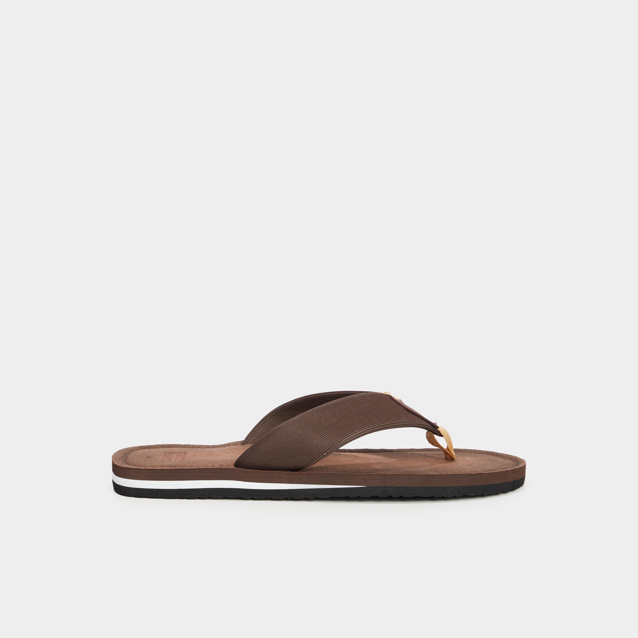 Tongs effet cuir marron homme