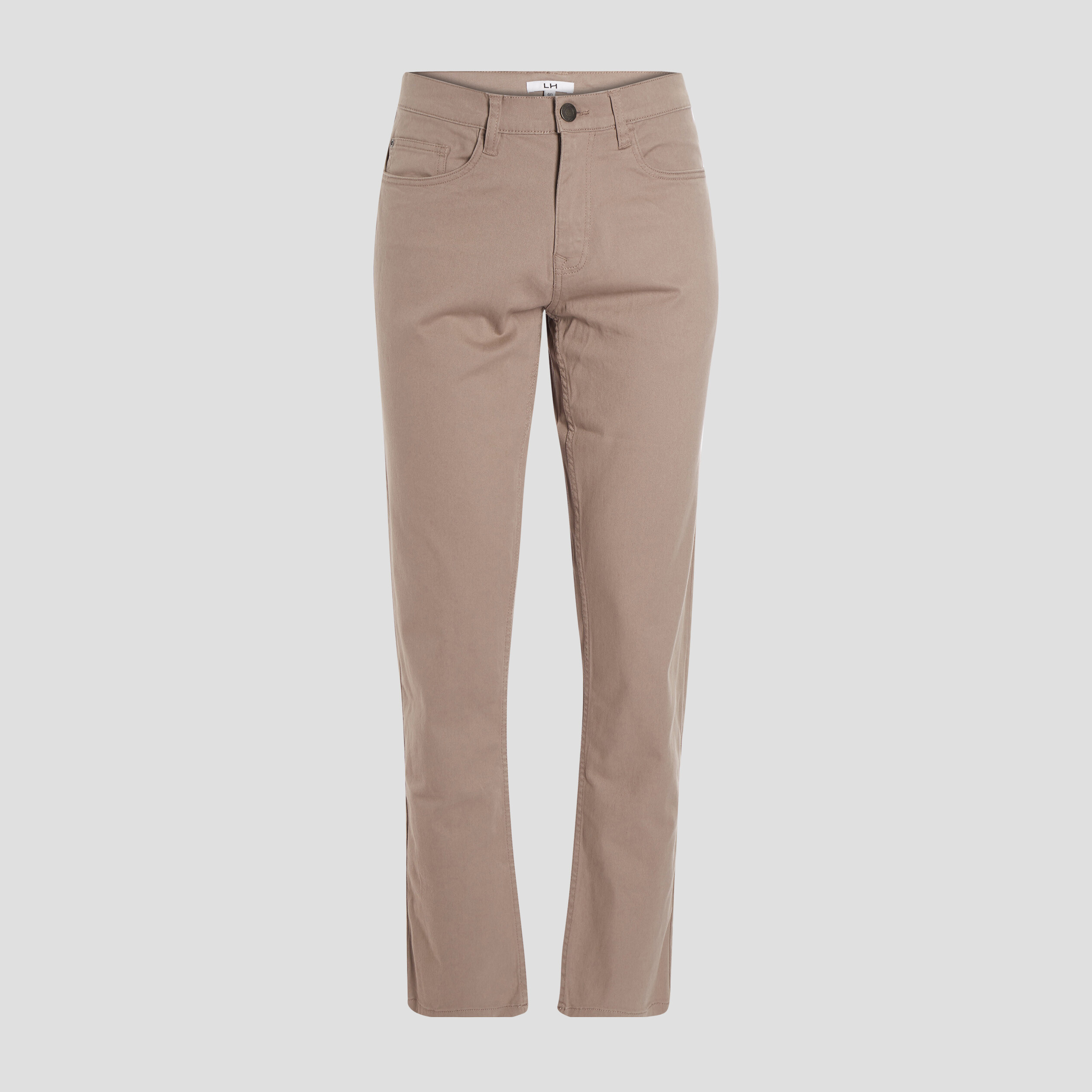 pantalon droit en coton stretch taupe homme Pantalon droit en coton stretch taupe homme