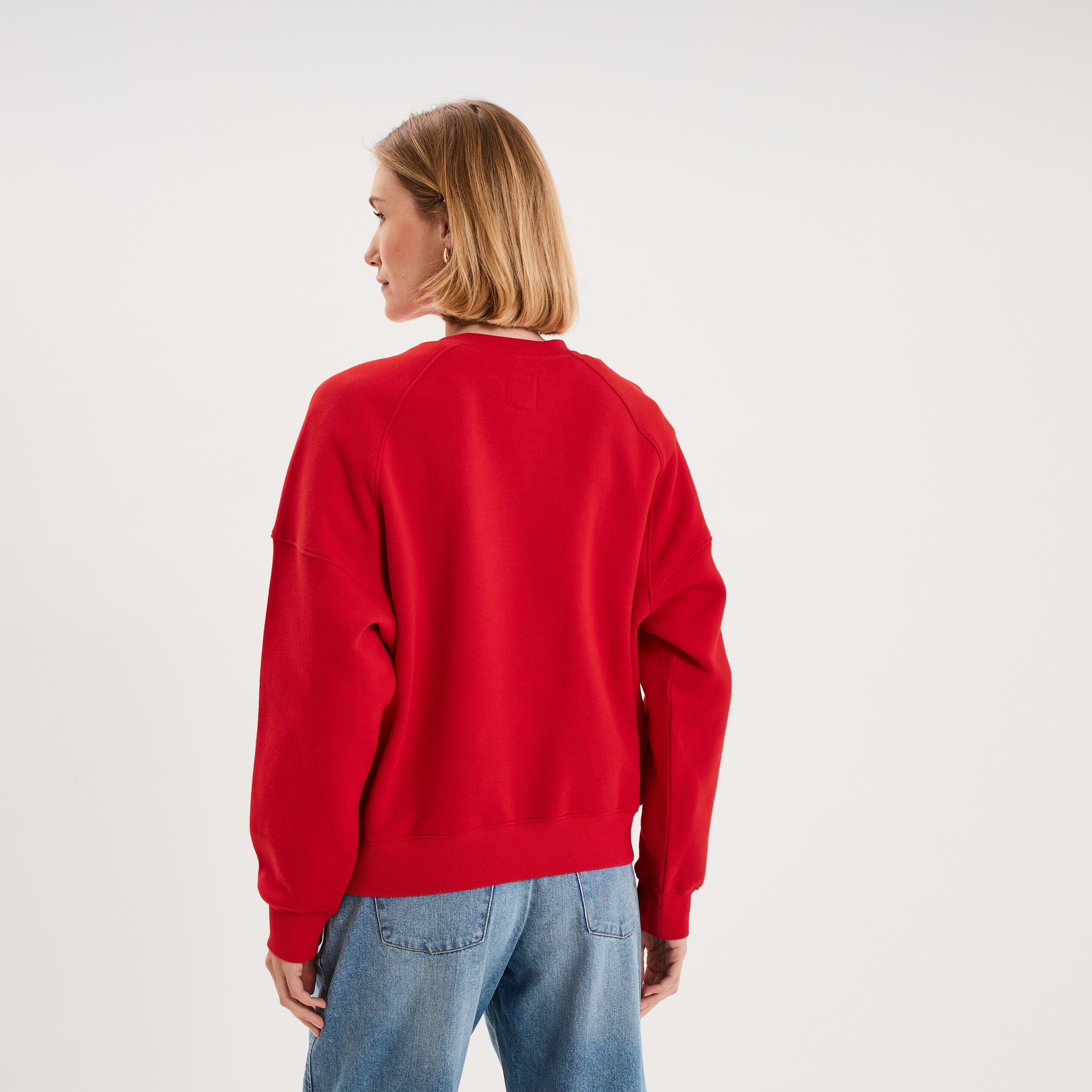 Sweat oversize logo NAF NAF brod&eacute; rouge femme