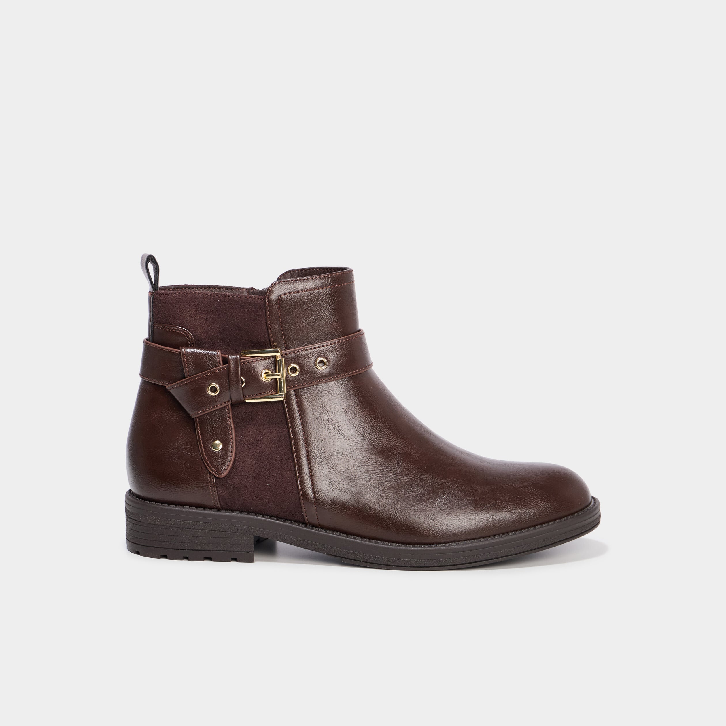 Bottines avec boucles et talons marron femme
