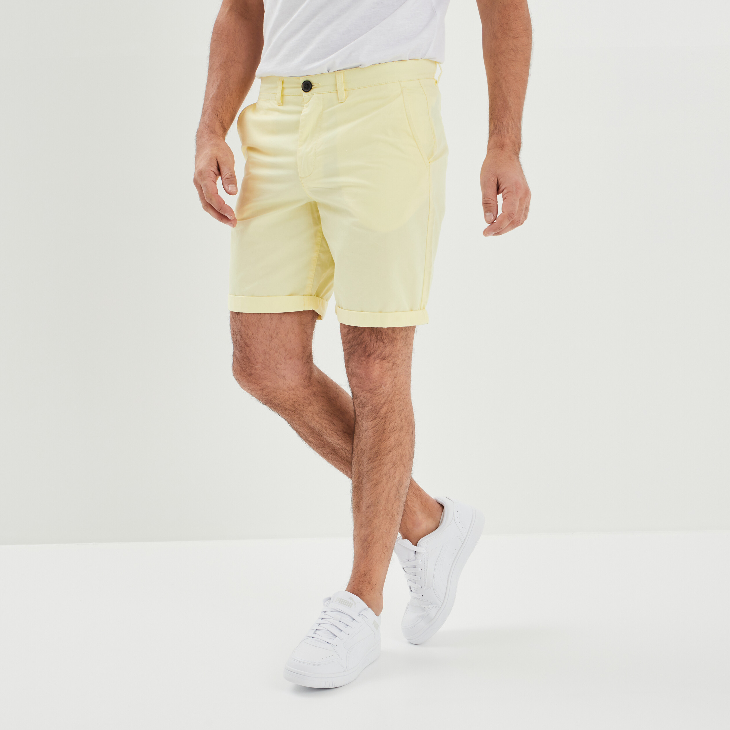 bermuda chino regular jaune clair homme Bermuda chino regular jaune clair homme