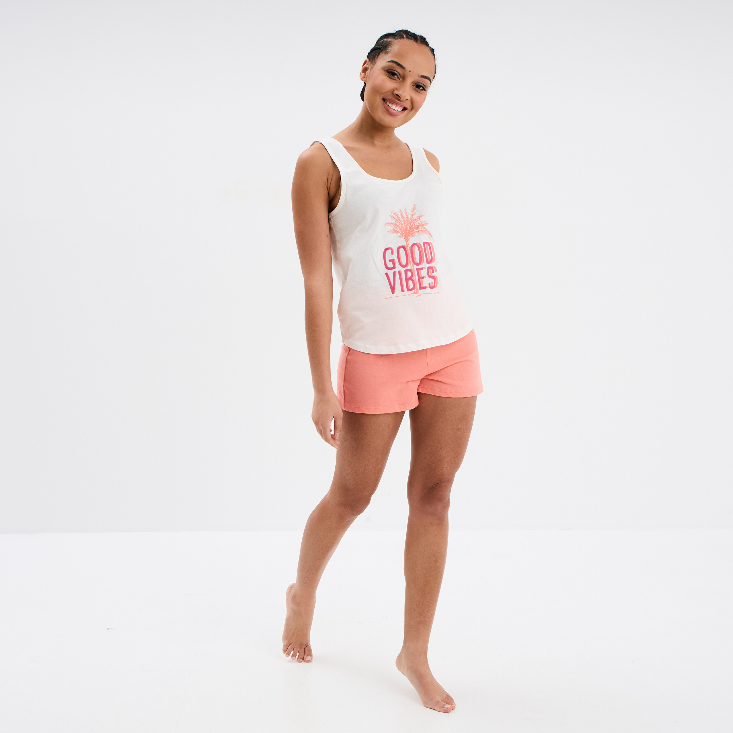 ensemble pyjama short 2 pieces coton vieux rose femme Ensemble pyjama short 2 pièces coton vieux rose femme