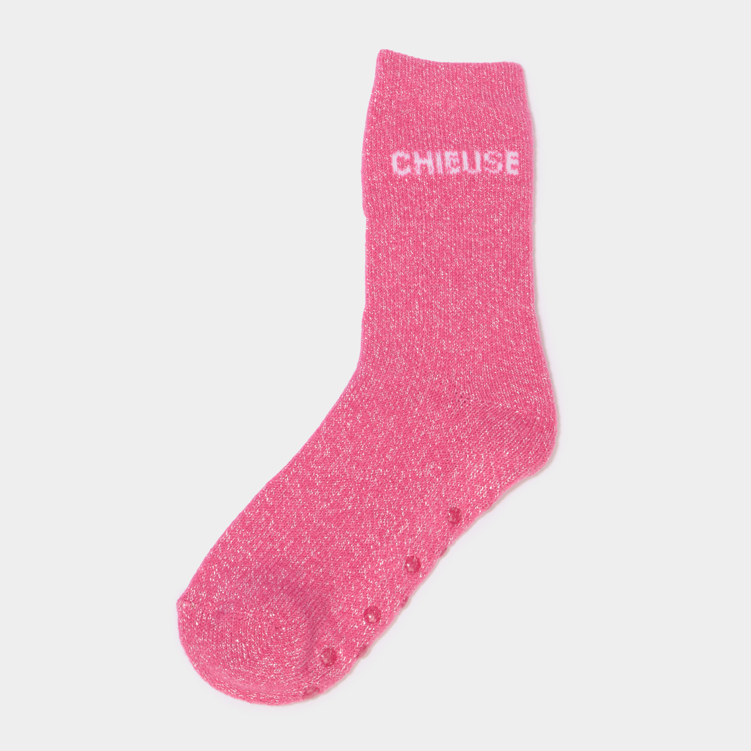Chaussettes d'int&eacute;rieur La queen rose fushia femme