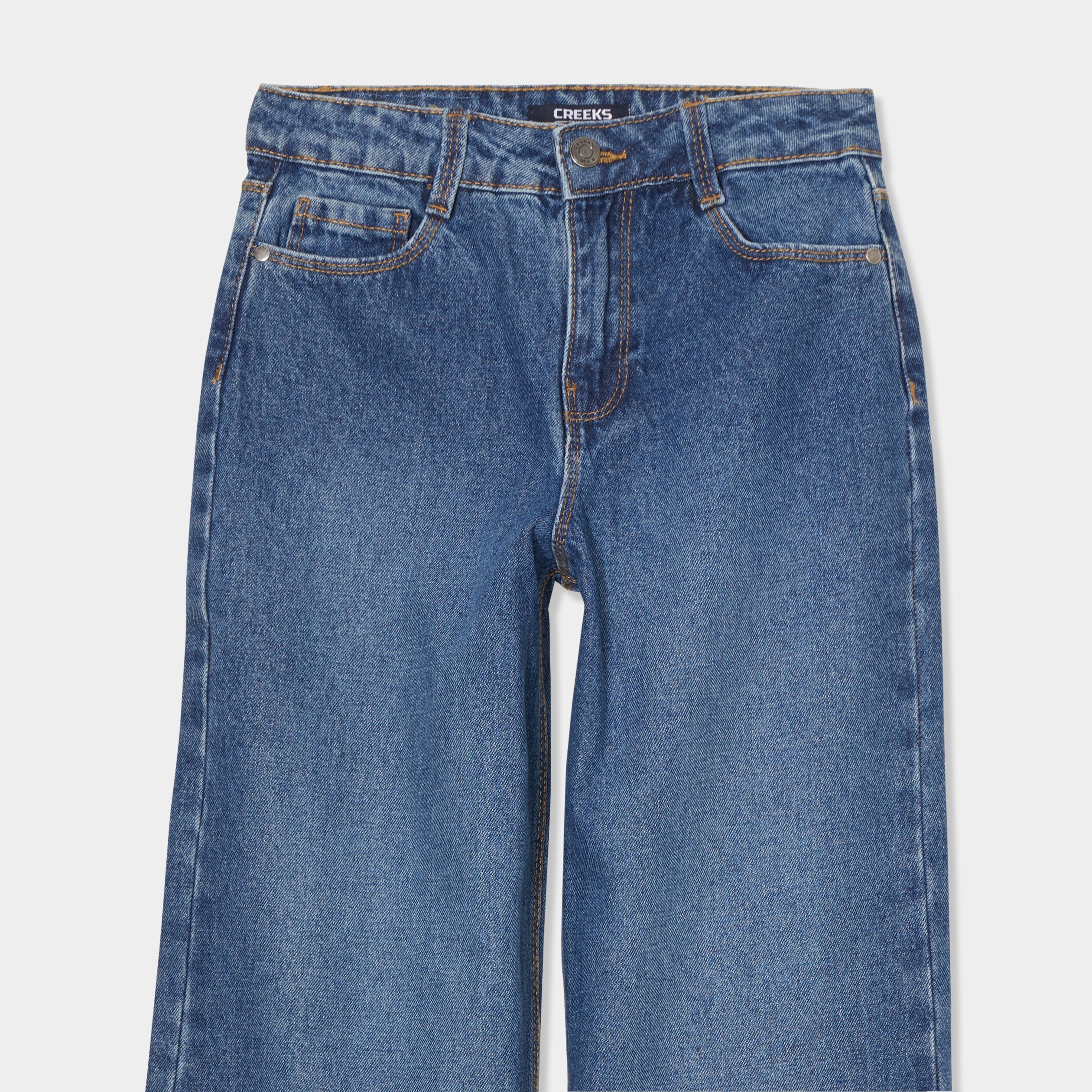 jeans large 5 poches coton creeks denim stone fille Jeans large 5 poches coton Creeks denim stone fille