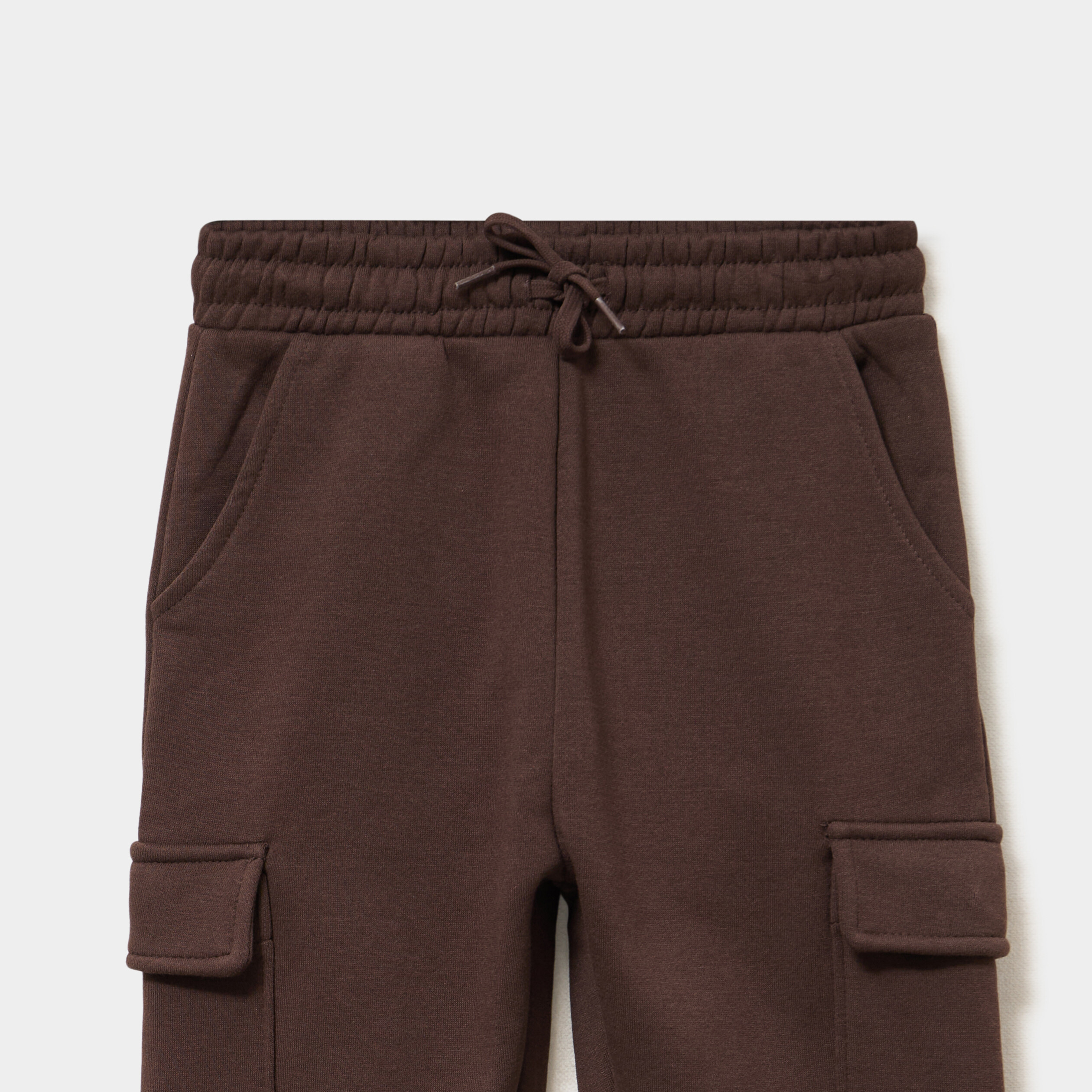 Pantalon de jogging cargo molletonn&eacute; marron fonc&eacute; fille