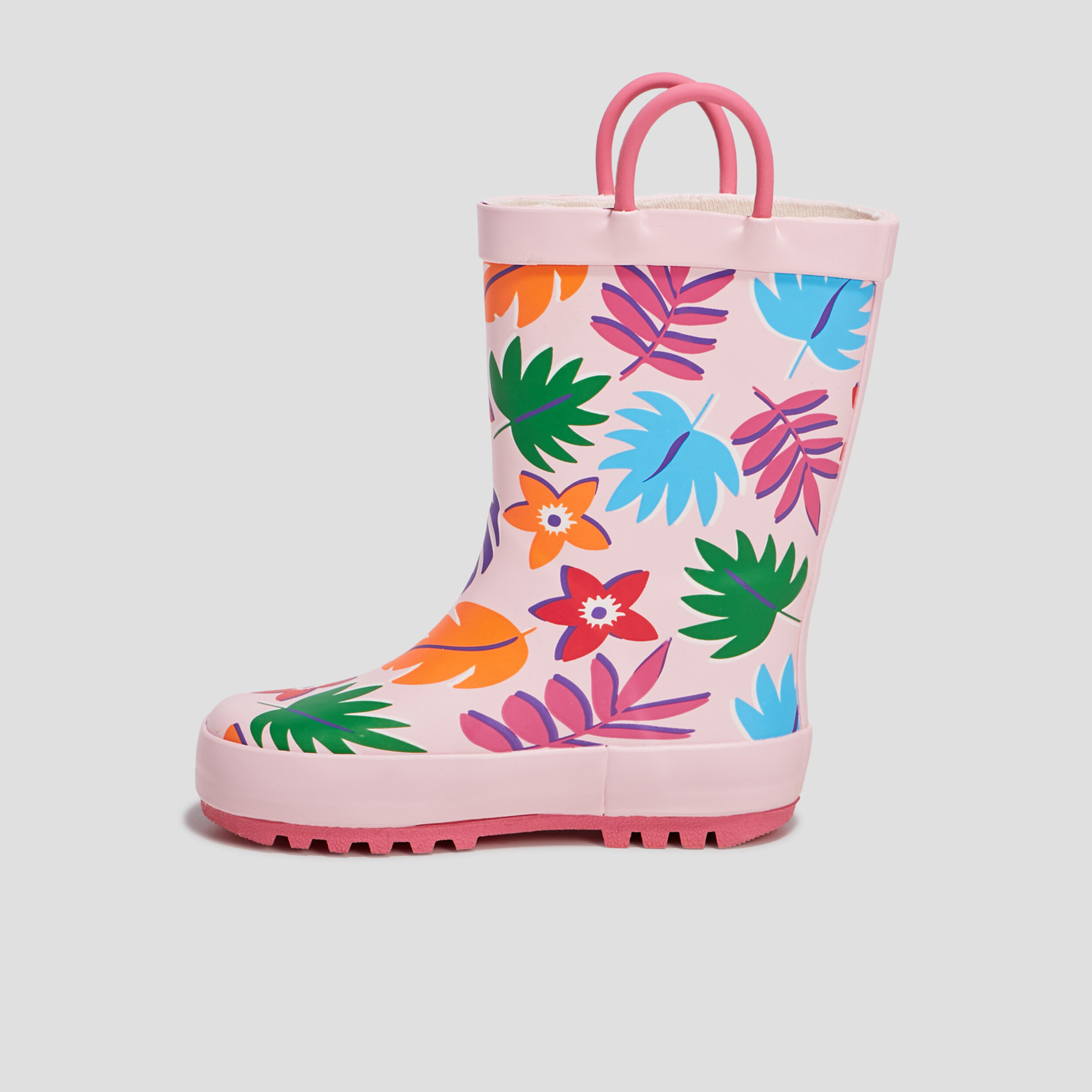 bottes de pluie imprime feuille rose fille Bottes de pluie imprimé feuille rose fille