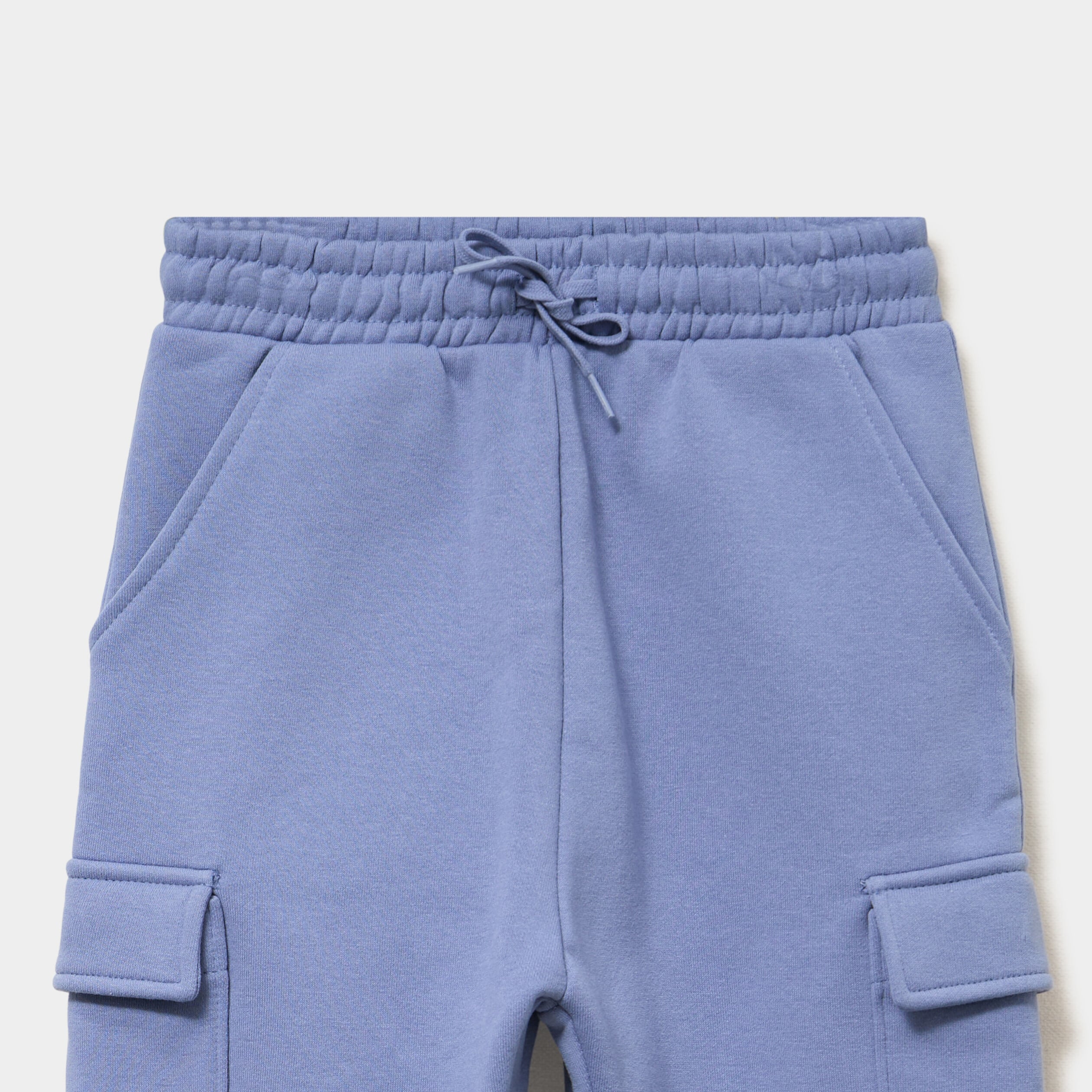 Pantalon de jogging cargo molletonn&eacute; bleu lavande fille