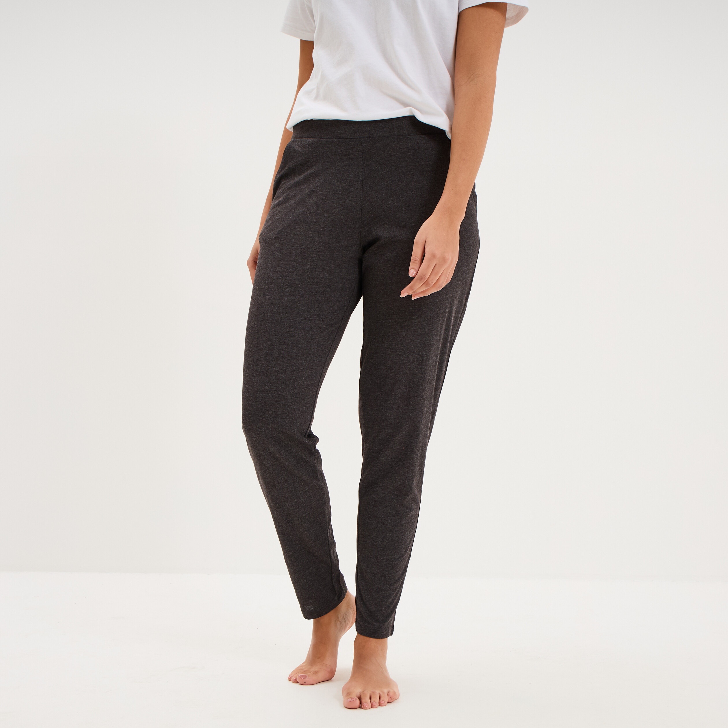 Pantalon de pyjama ajust&eacute; gris fonc&eacute; femme