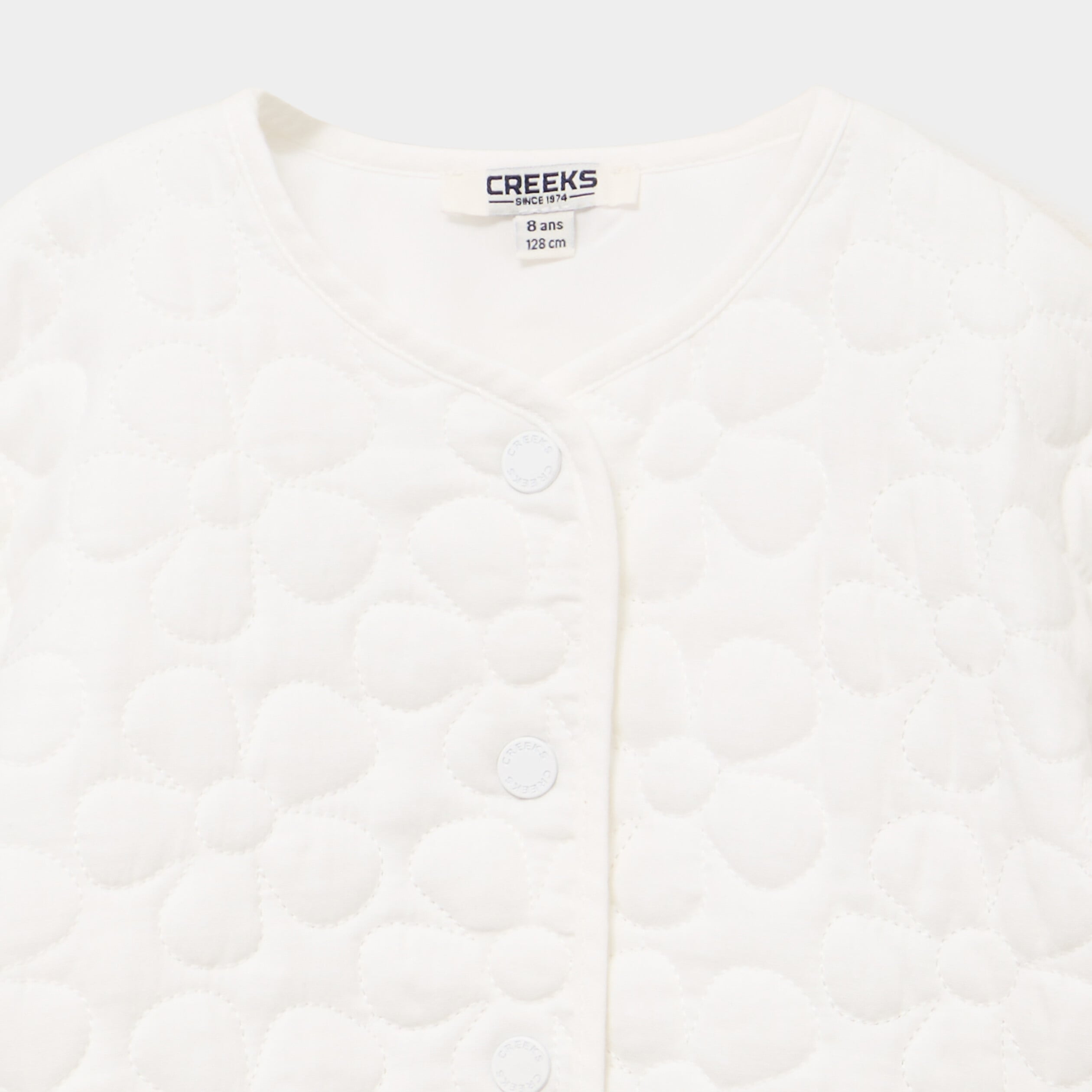 Gilet matelass&eacute; boutonn&eacute; coton ivoire fille