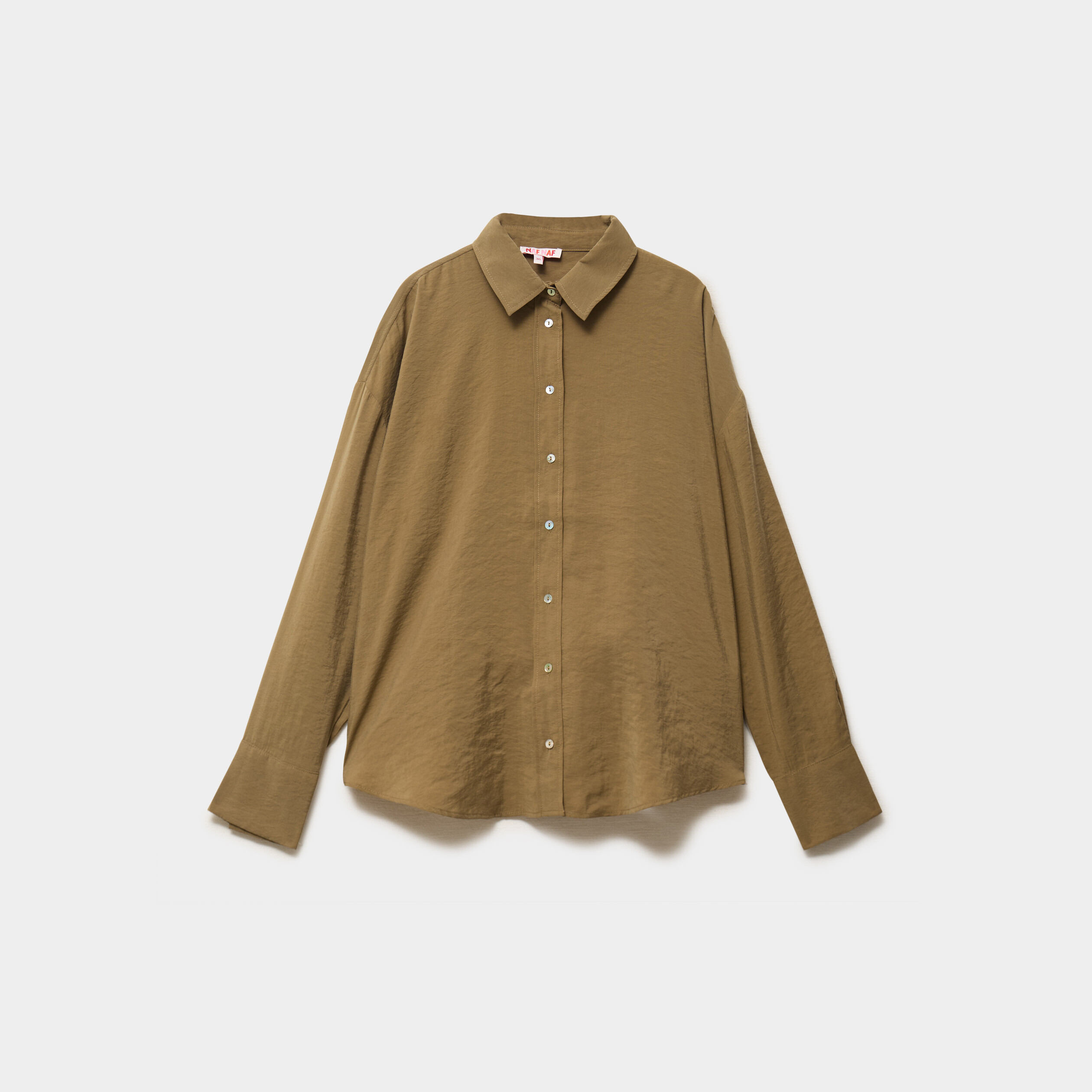 Chemise fluide manches longues oversize vert kaki femme