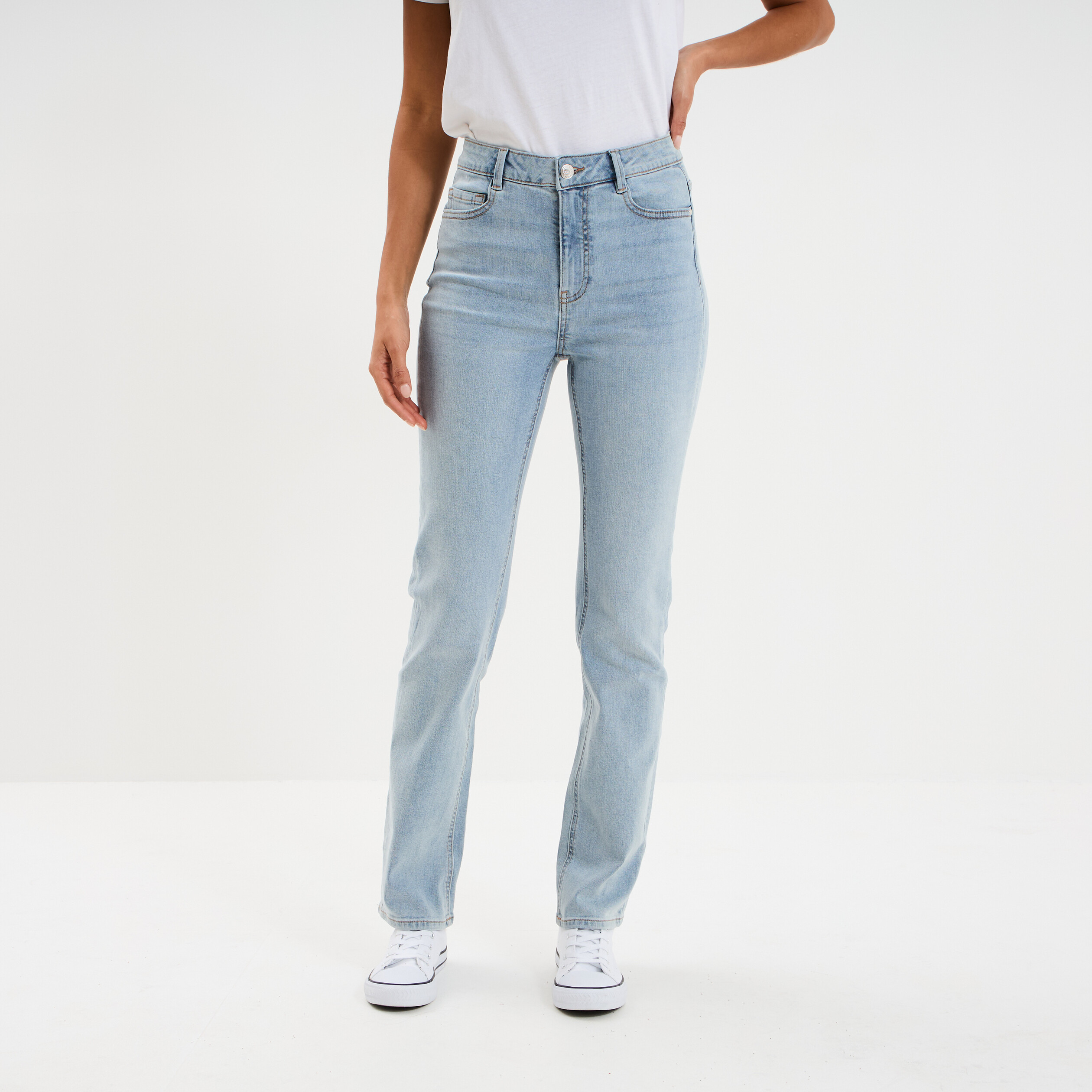Jeans regular 5 poches coton denim double stone femme