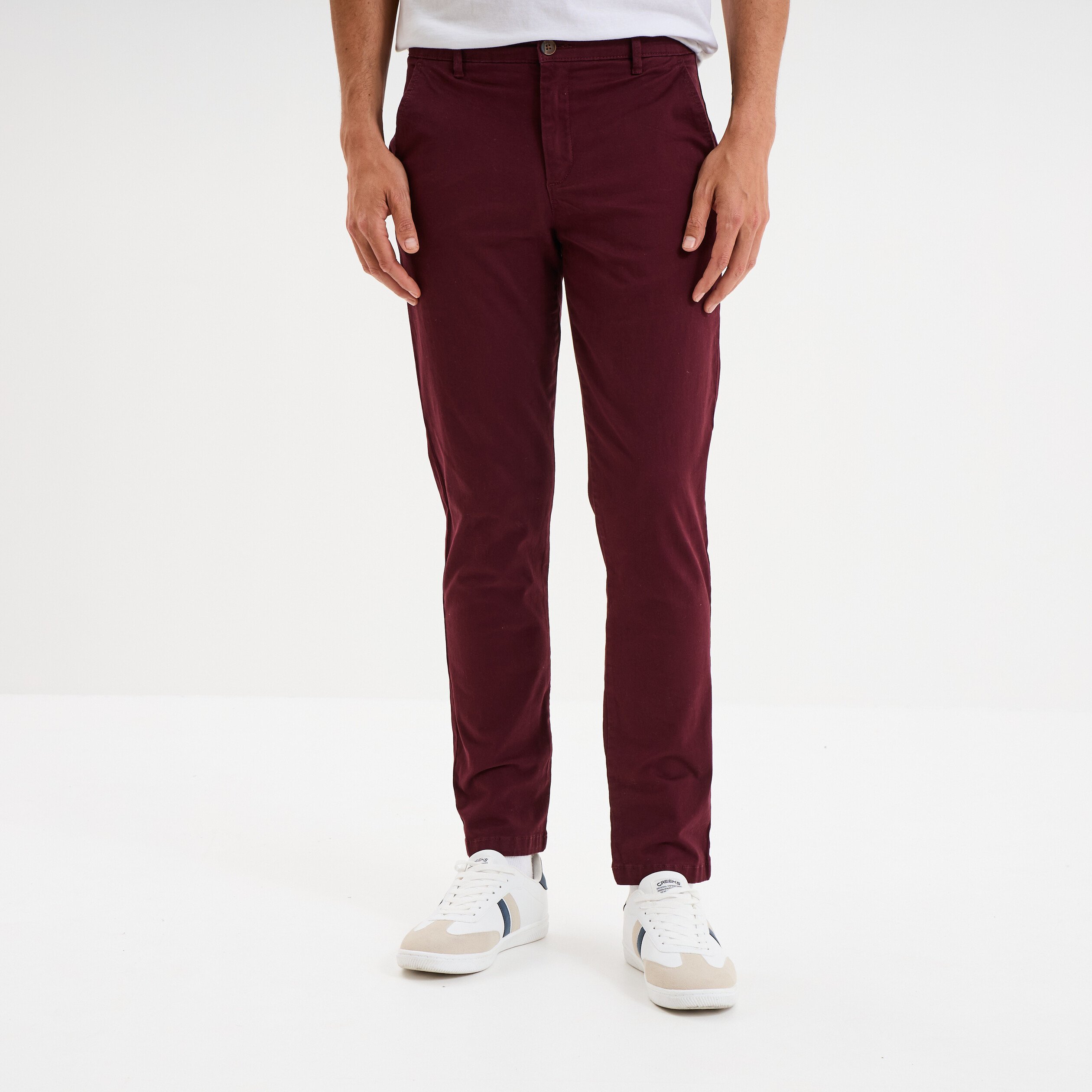 pantalon chino droit stretch violet fonce homme Pantalon chino droit stretch violet foncé homme