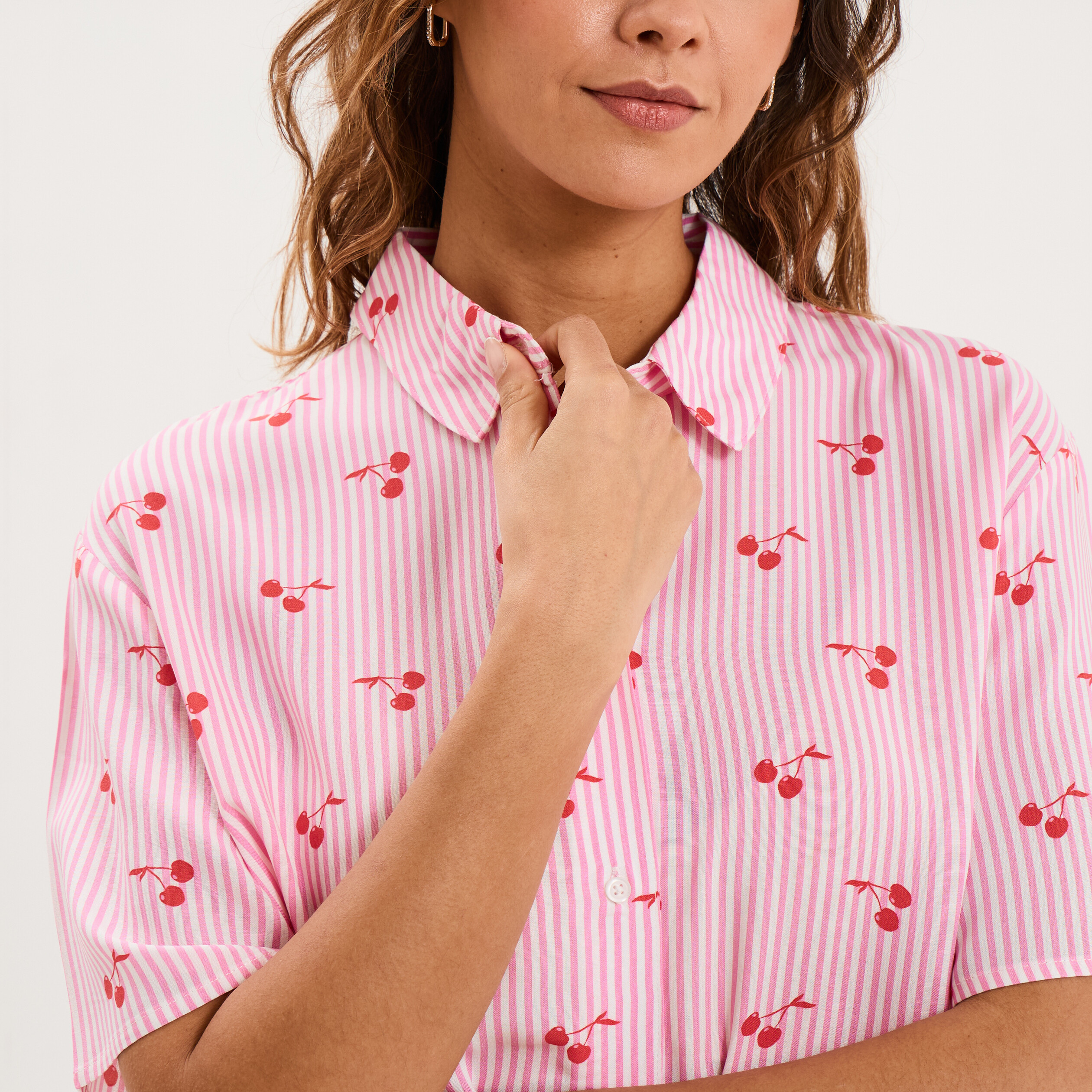 Ensemble pyjama short et chemise ecru femme