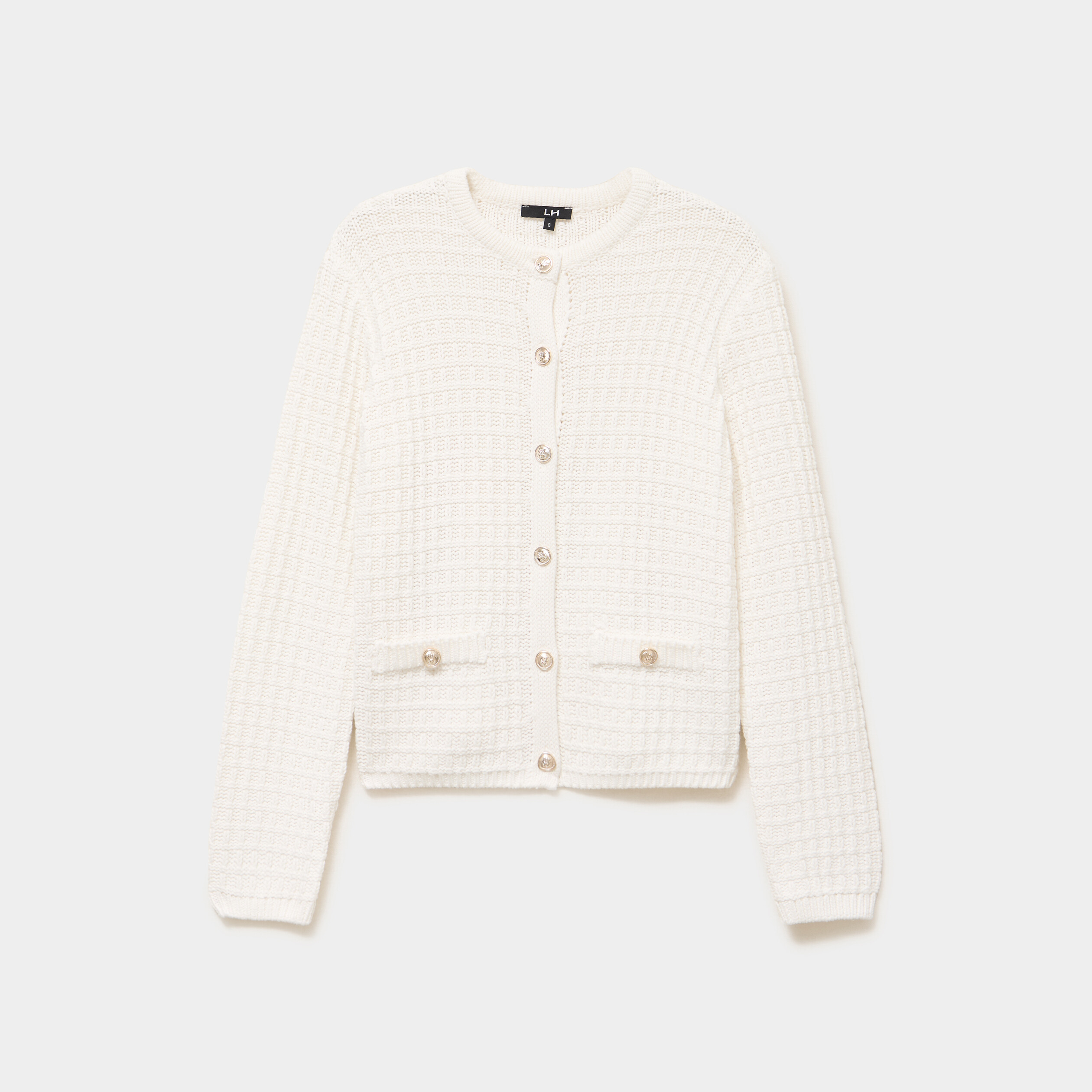 Gilet manches longues coton blanc femme | La Halle