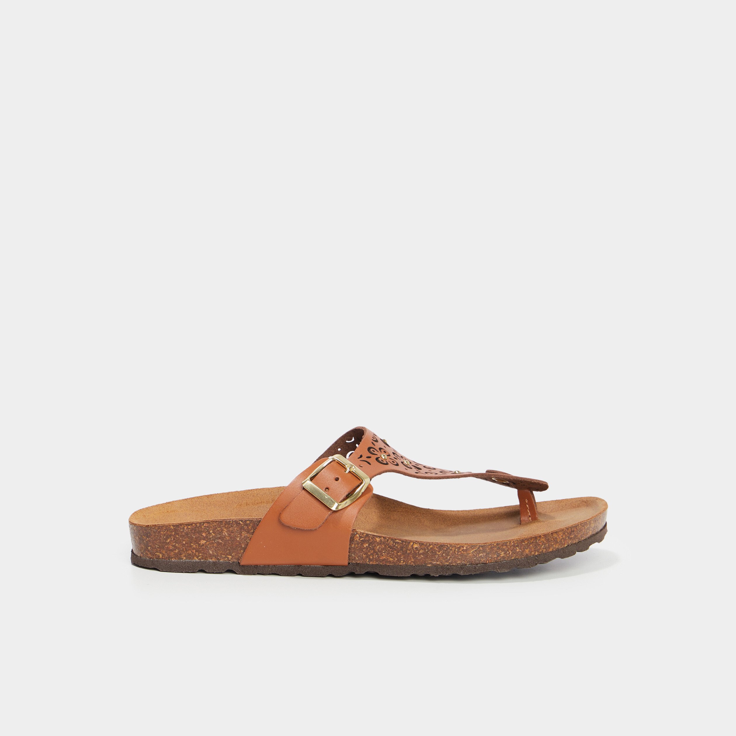mules details perfores en cuir marron femme Mules détails perforés en cuir marron femme