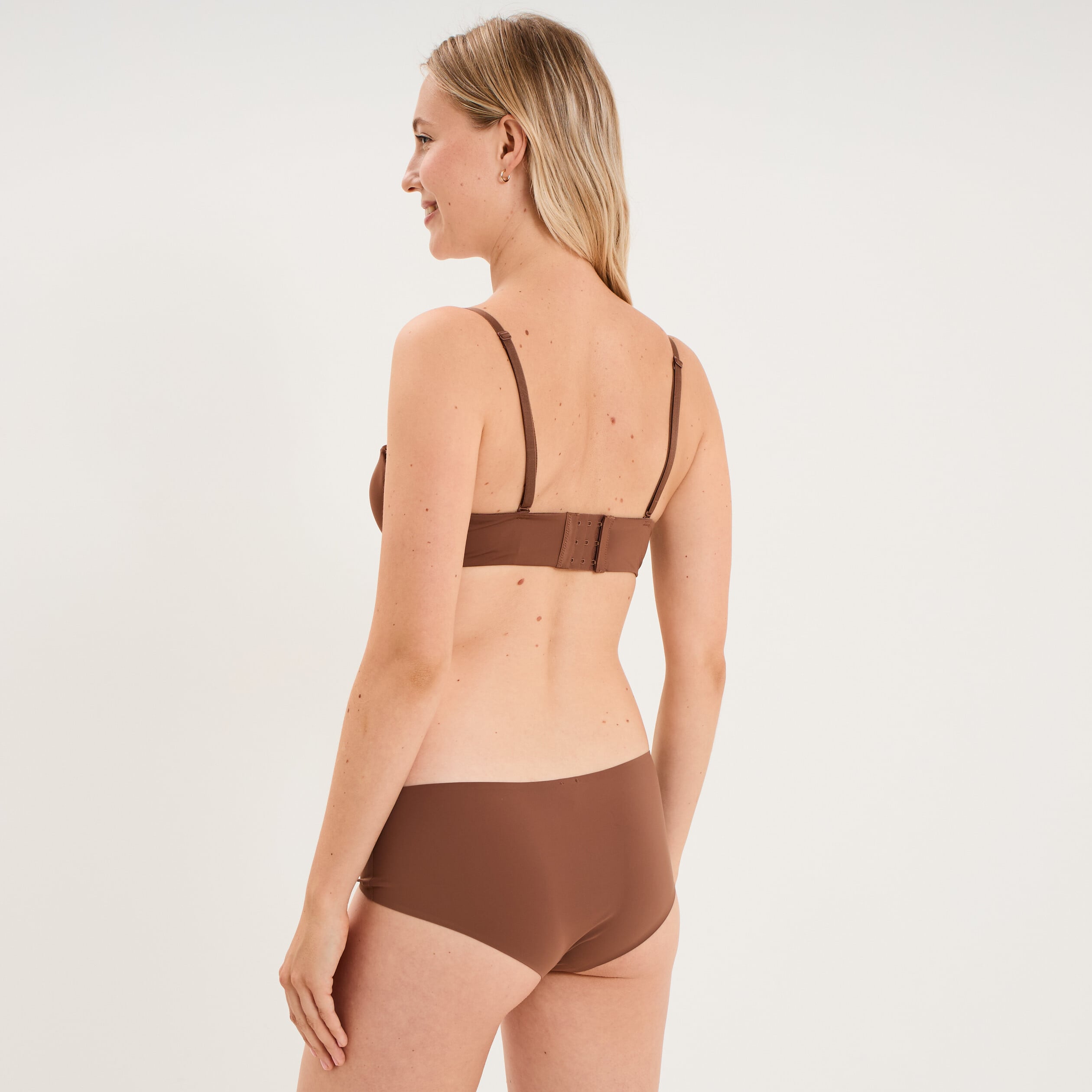 Soutien-gorge bandeau microfibre marron femme
