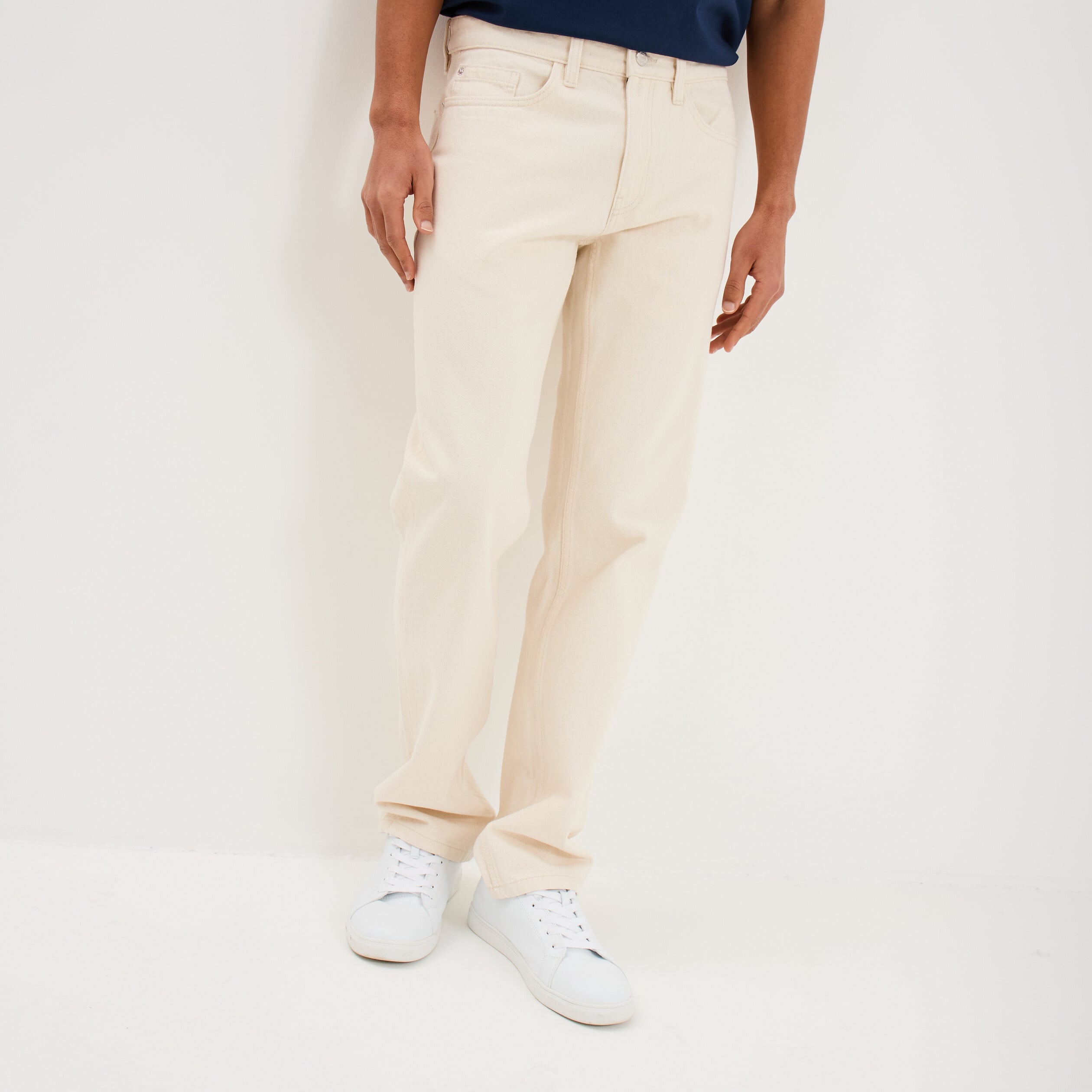Jean regular 5 poches coton ecru homme