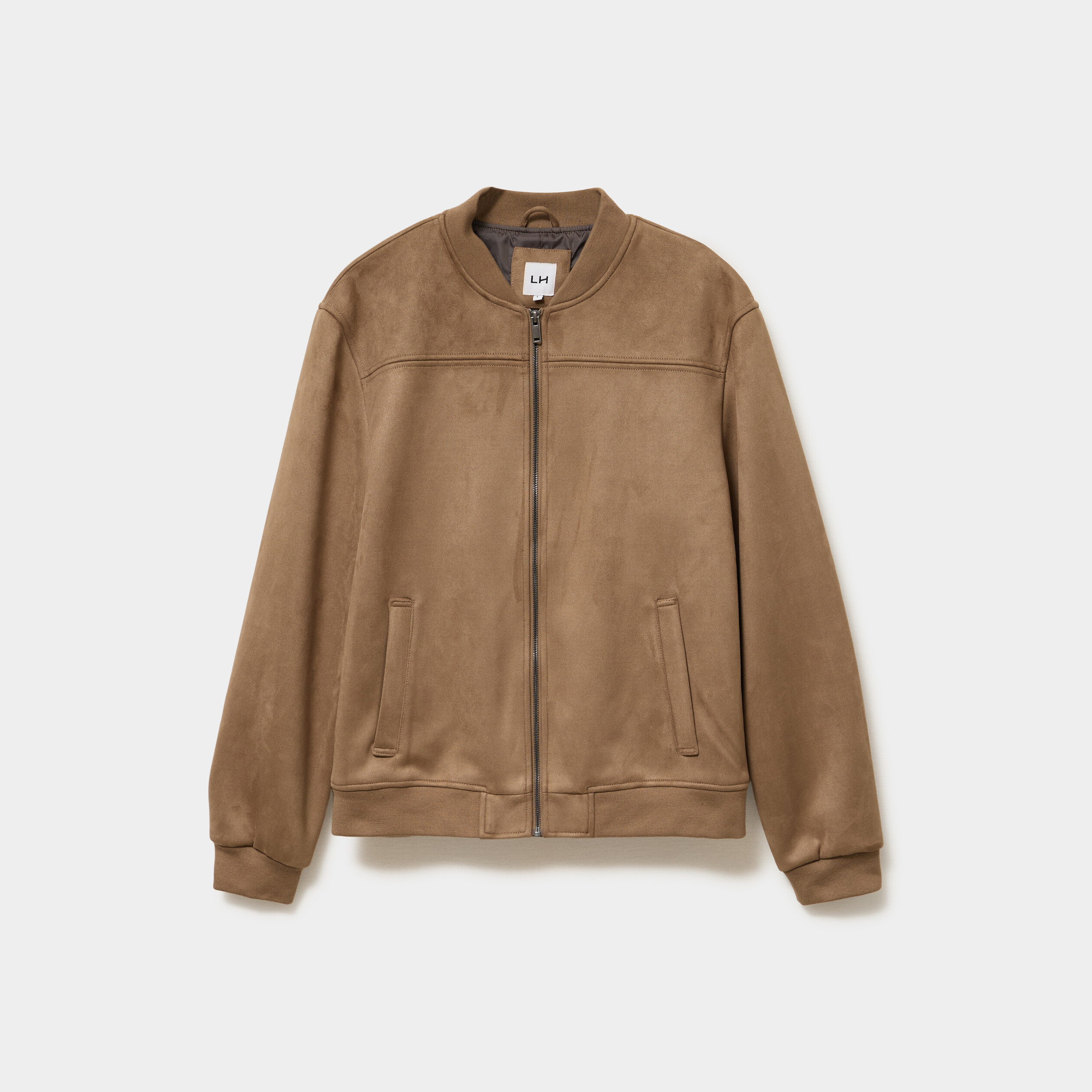 Blouson bomber effet su&eacute;dine taupe homme
