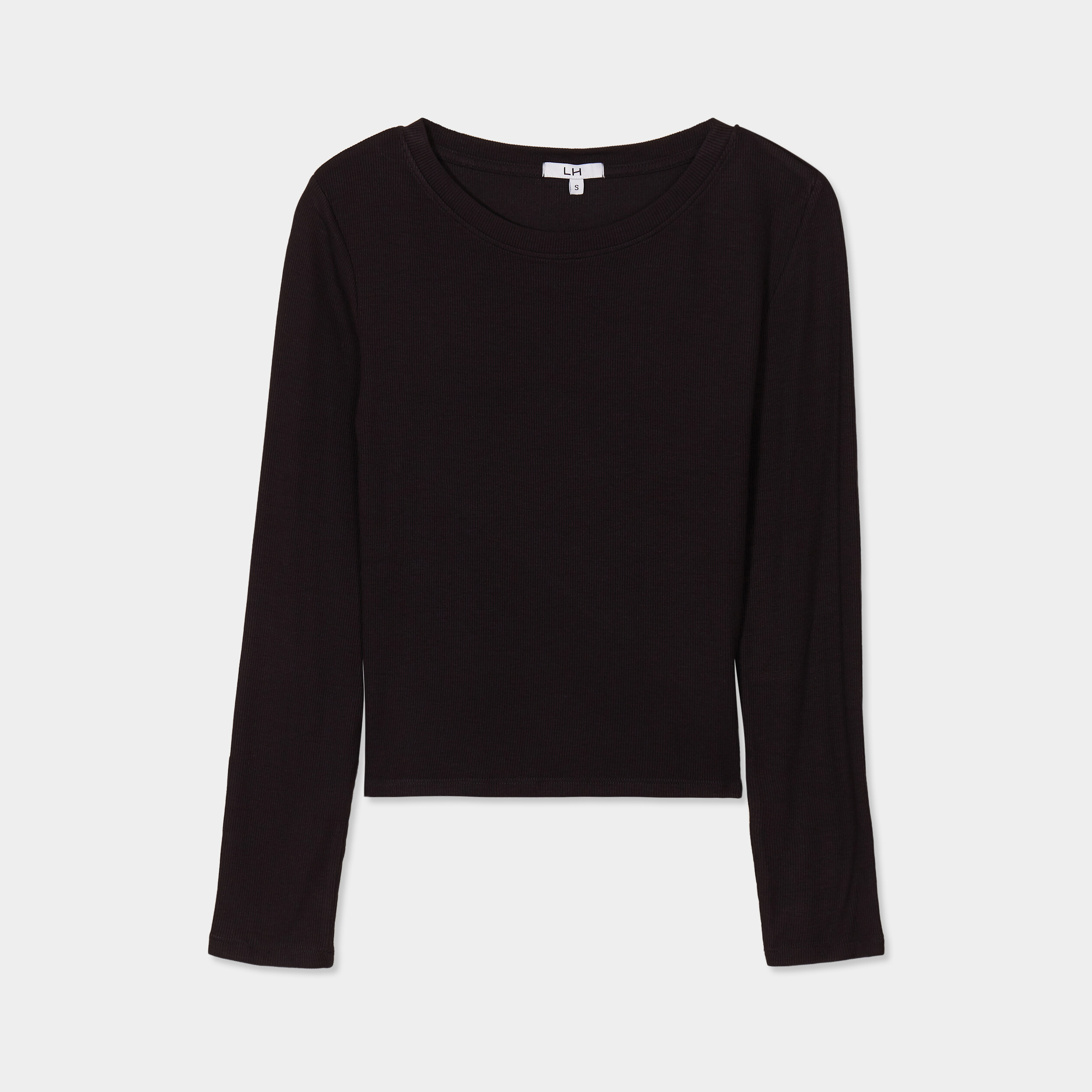t shirt col rond manches longues noir femme T-shirt col rond manches longues noir femme