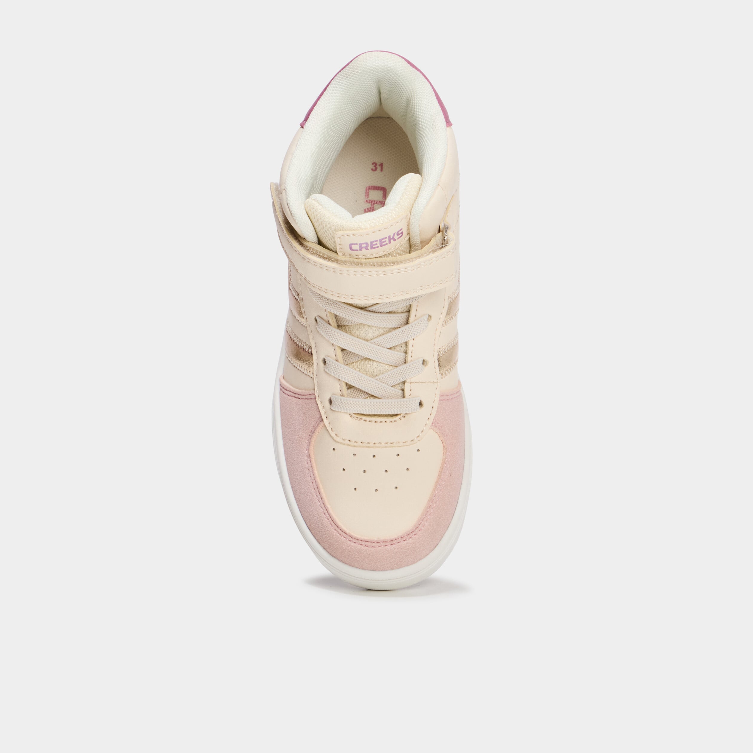 Baskets montantes avec scratchs creme fille