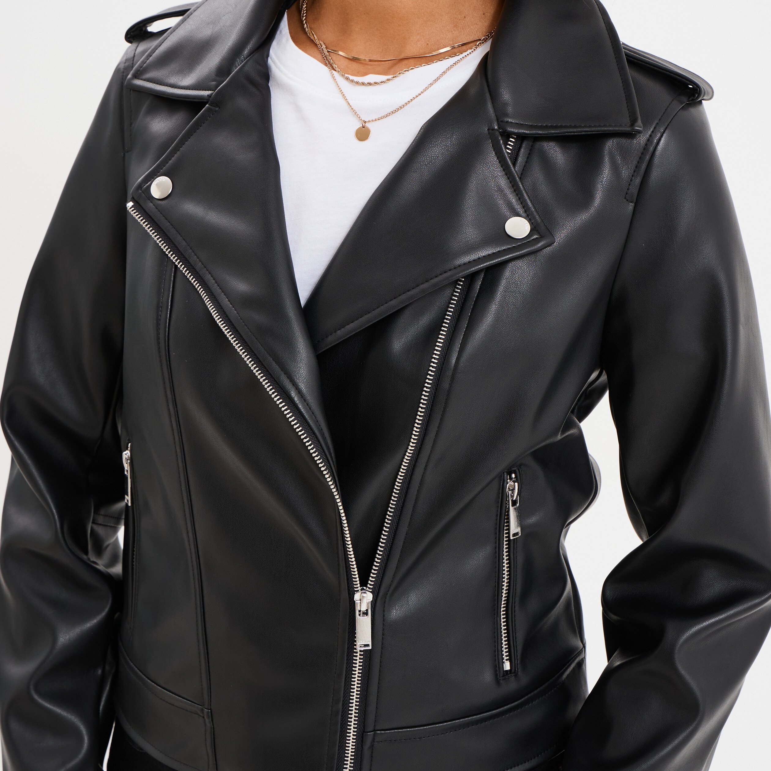 veste biker simili cuir noir femme Veste biker simili cuir noir femme