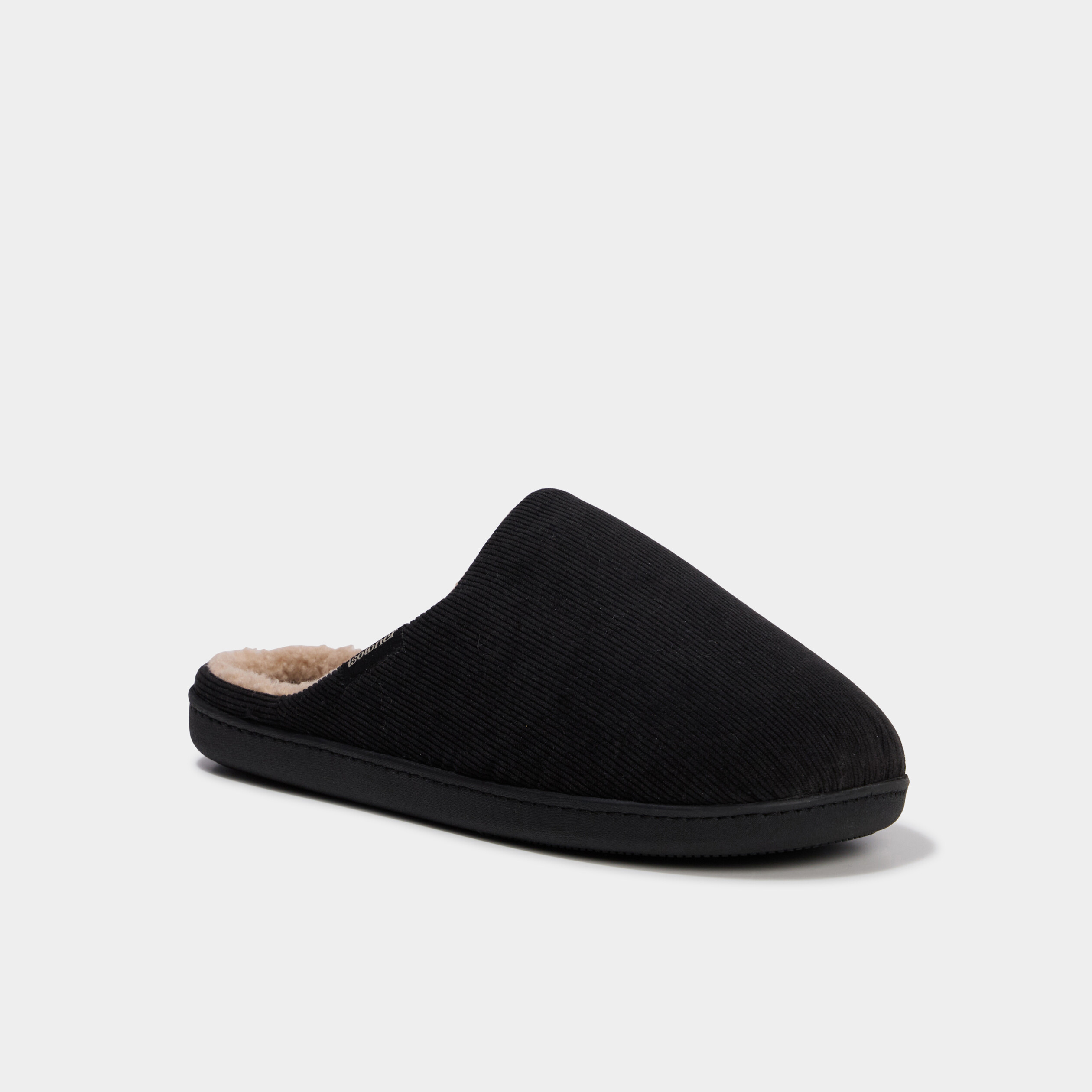 Chaussons mules velours fourr&eacute;s lavables taupe homme