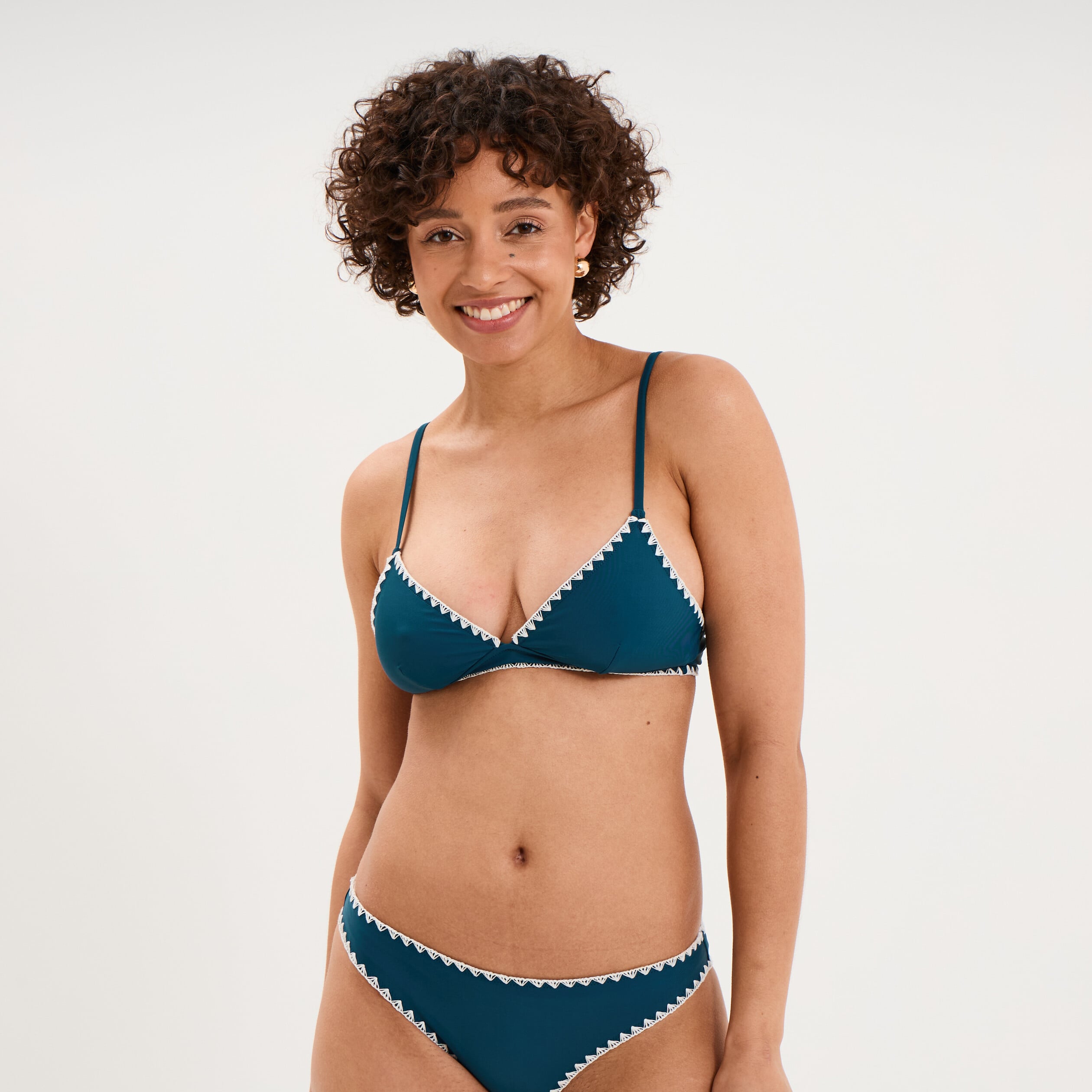 Haut de maillot de bain triangle bleu p&eacute;trole femme