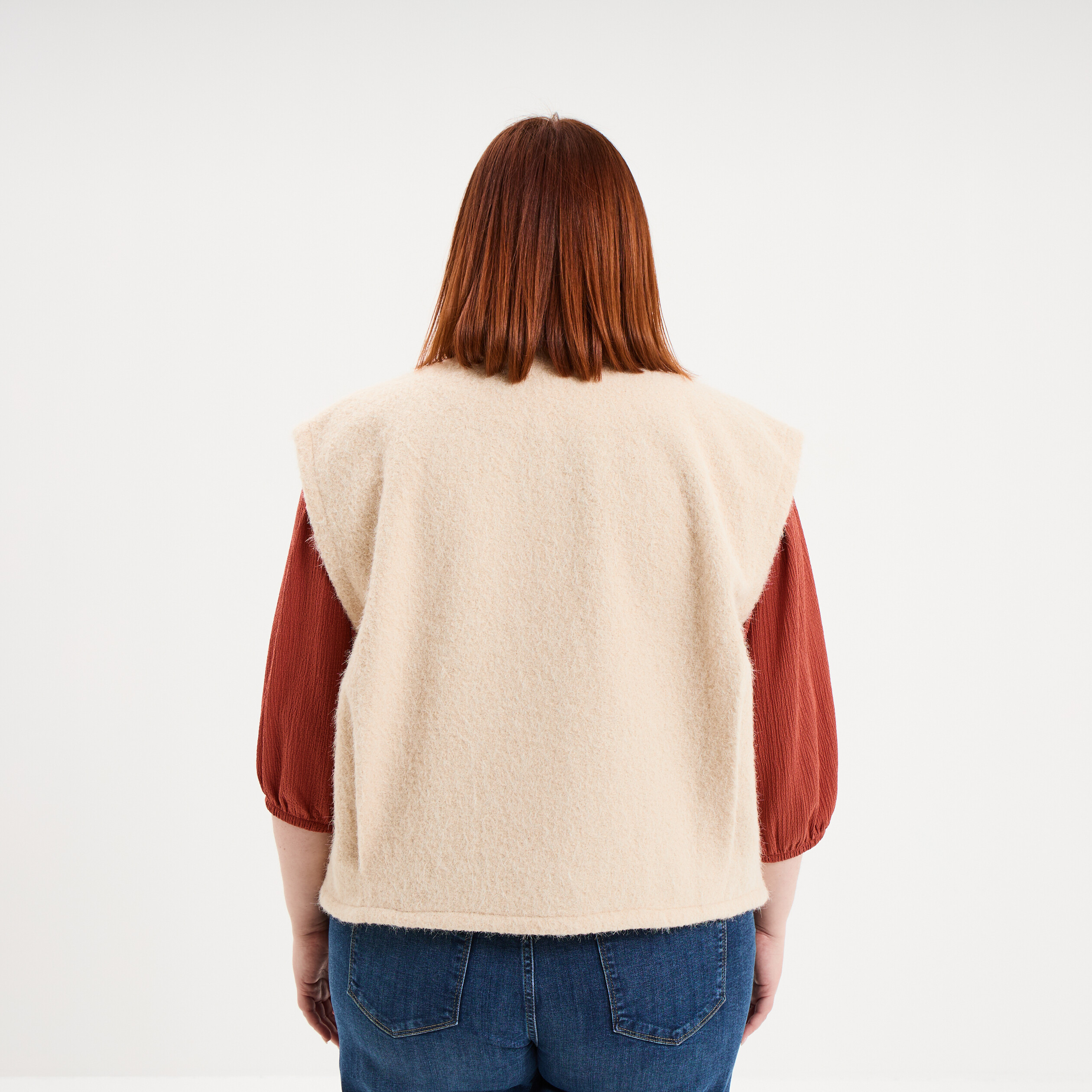 Veste sans manches sable femme grande taille