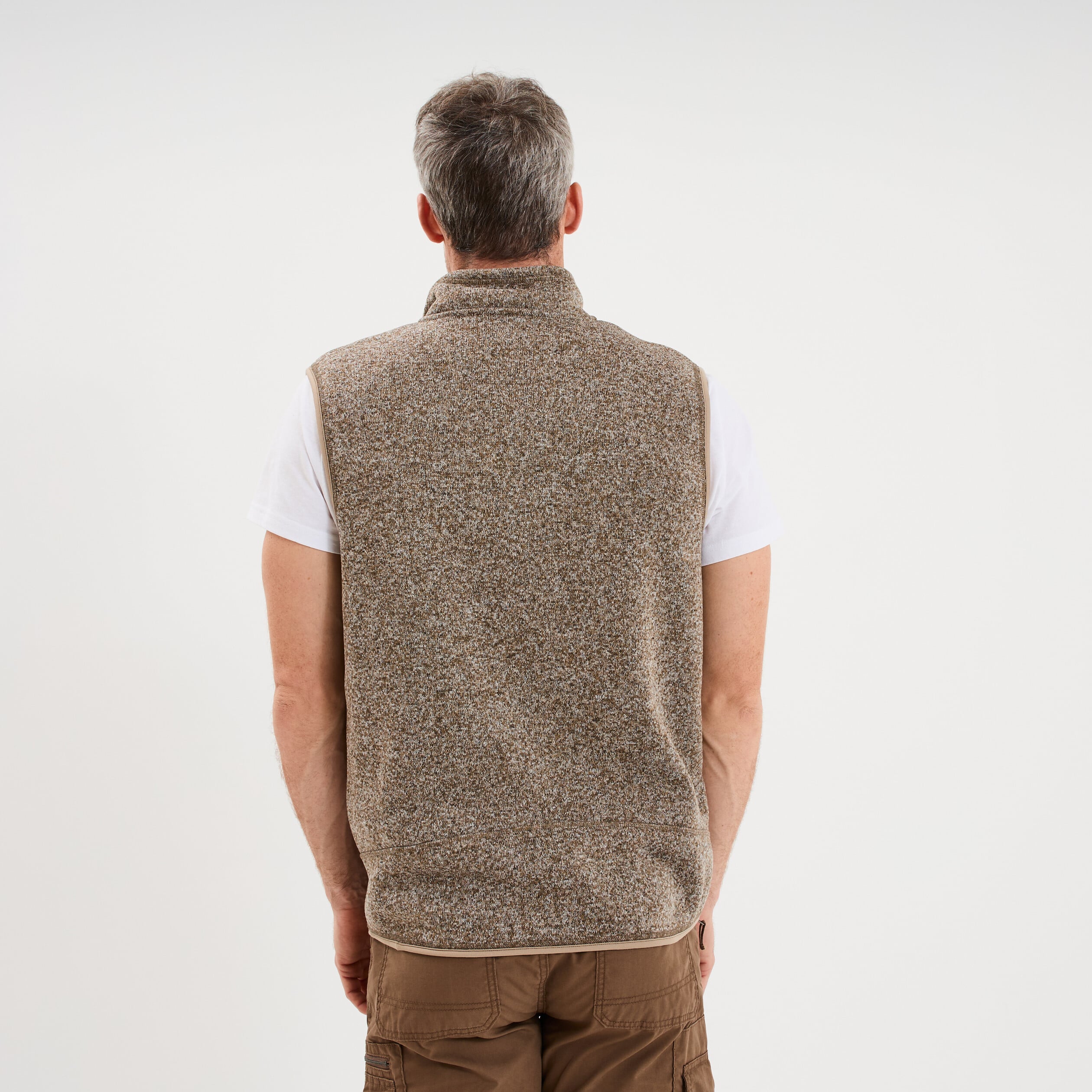 Gilet sans manches col montant marron homme