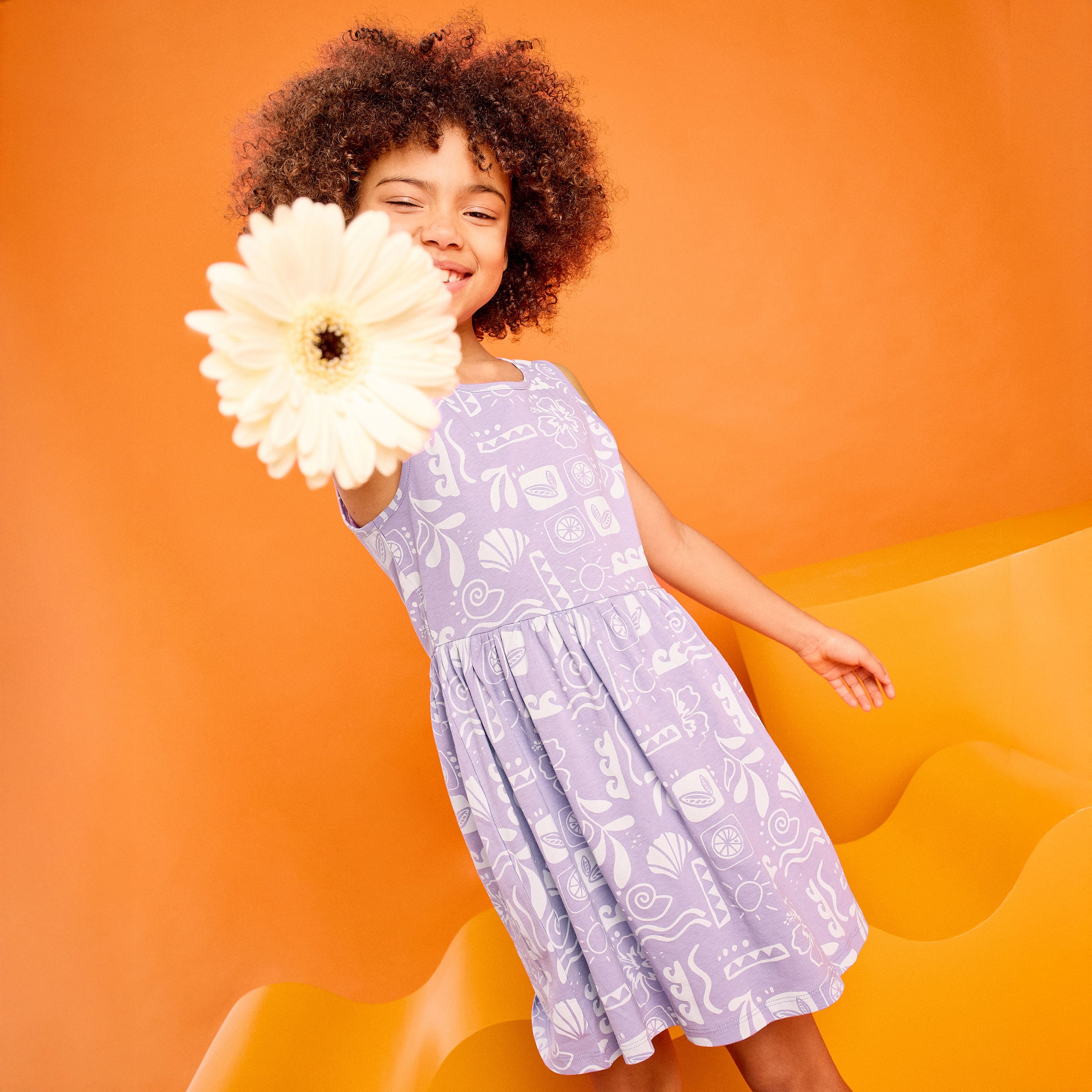 Robe patineuse sans manches coton parme fille