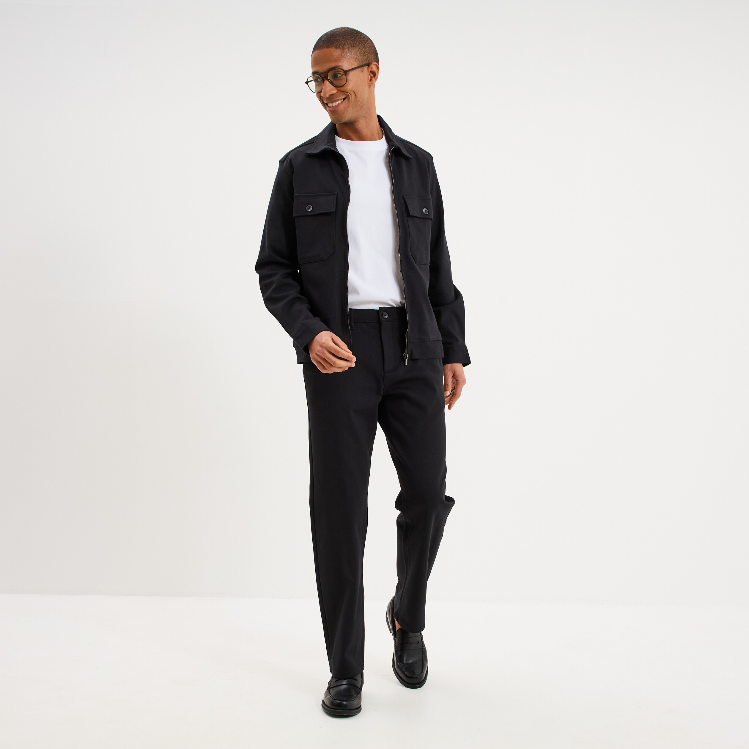 Surchemise zipp&eacute;e manches longues noir homme