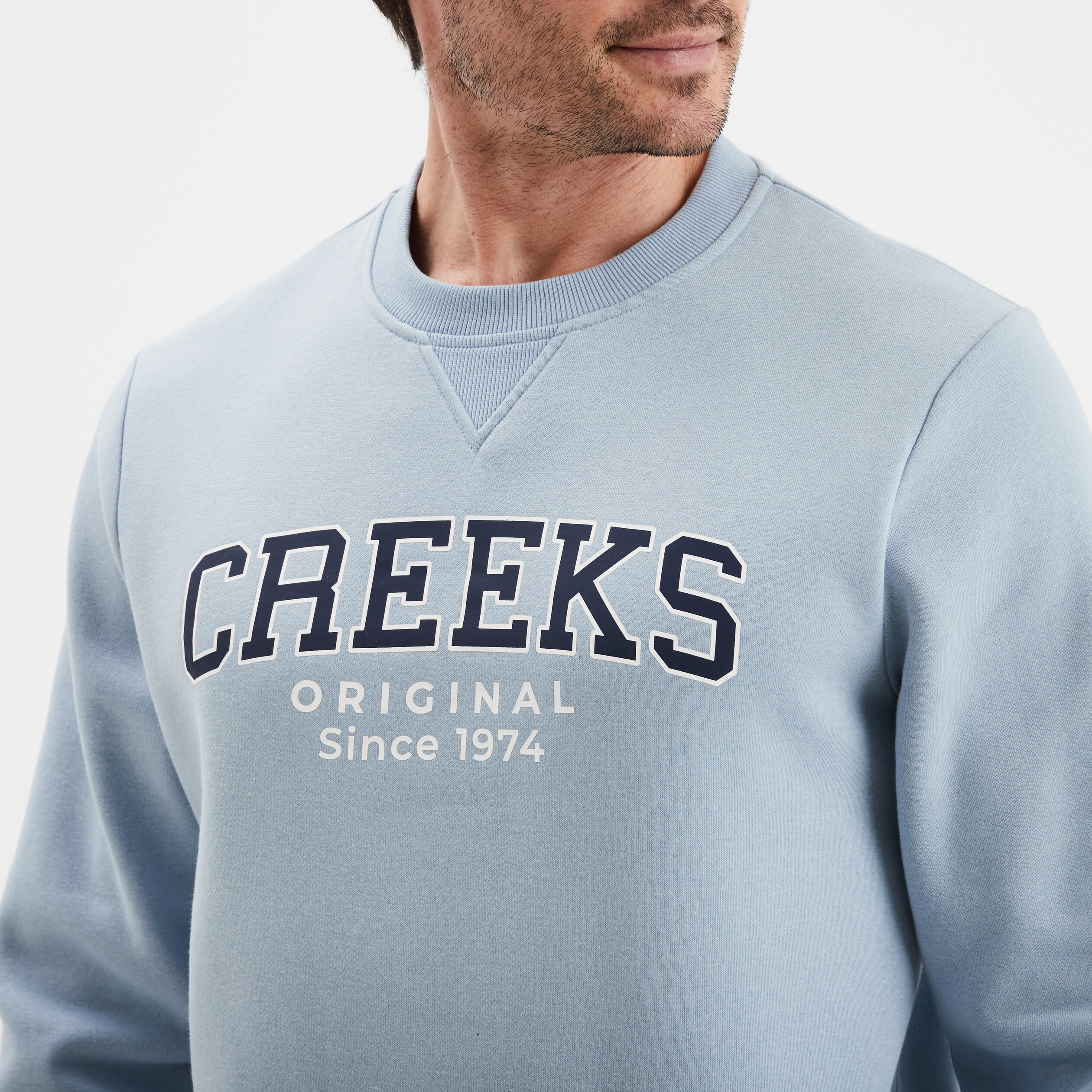 sweat a col rond creeks bleu ciel homme Sweat à col rond Creeks bleu ciel homme