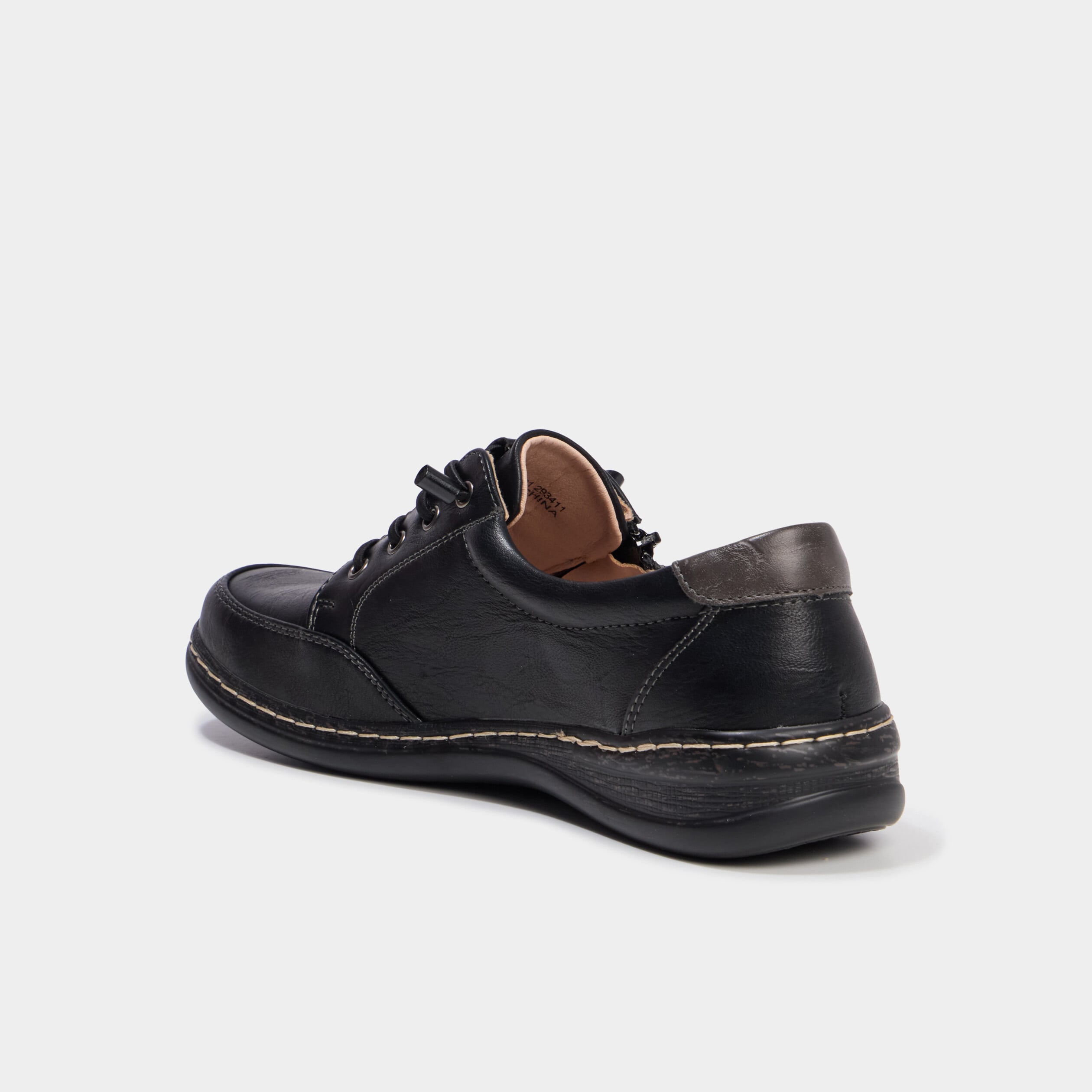 Derbies confort zipp&eacute;es &agrave; lacets noir femme
