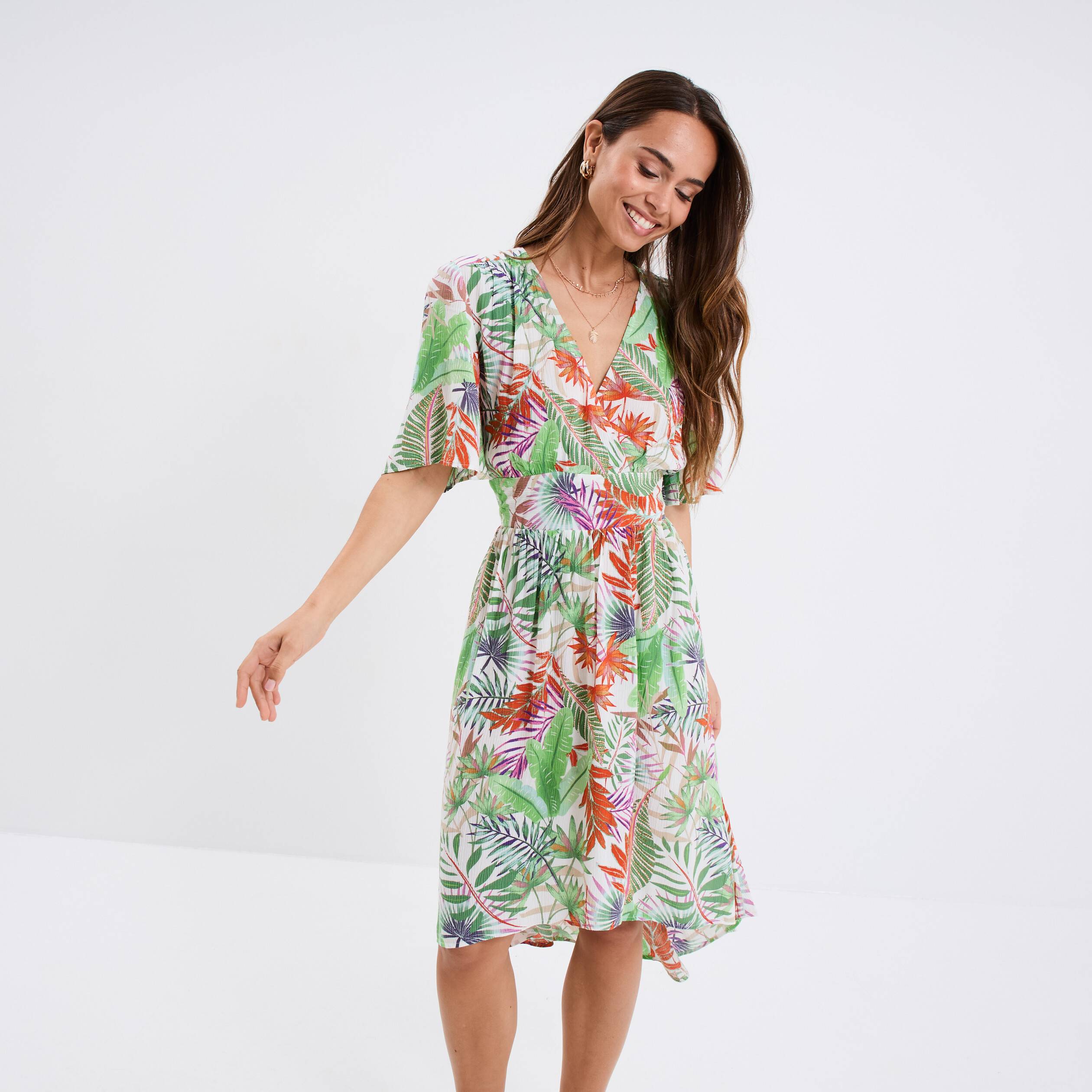 robe asymetrique midi manches courtes blanc femme Robe asymétrique midi manches courtes blanc femme
